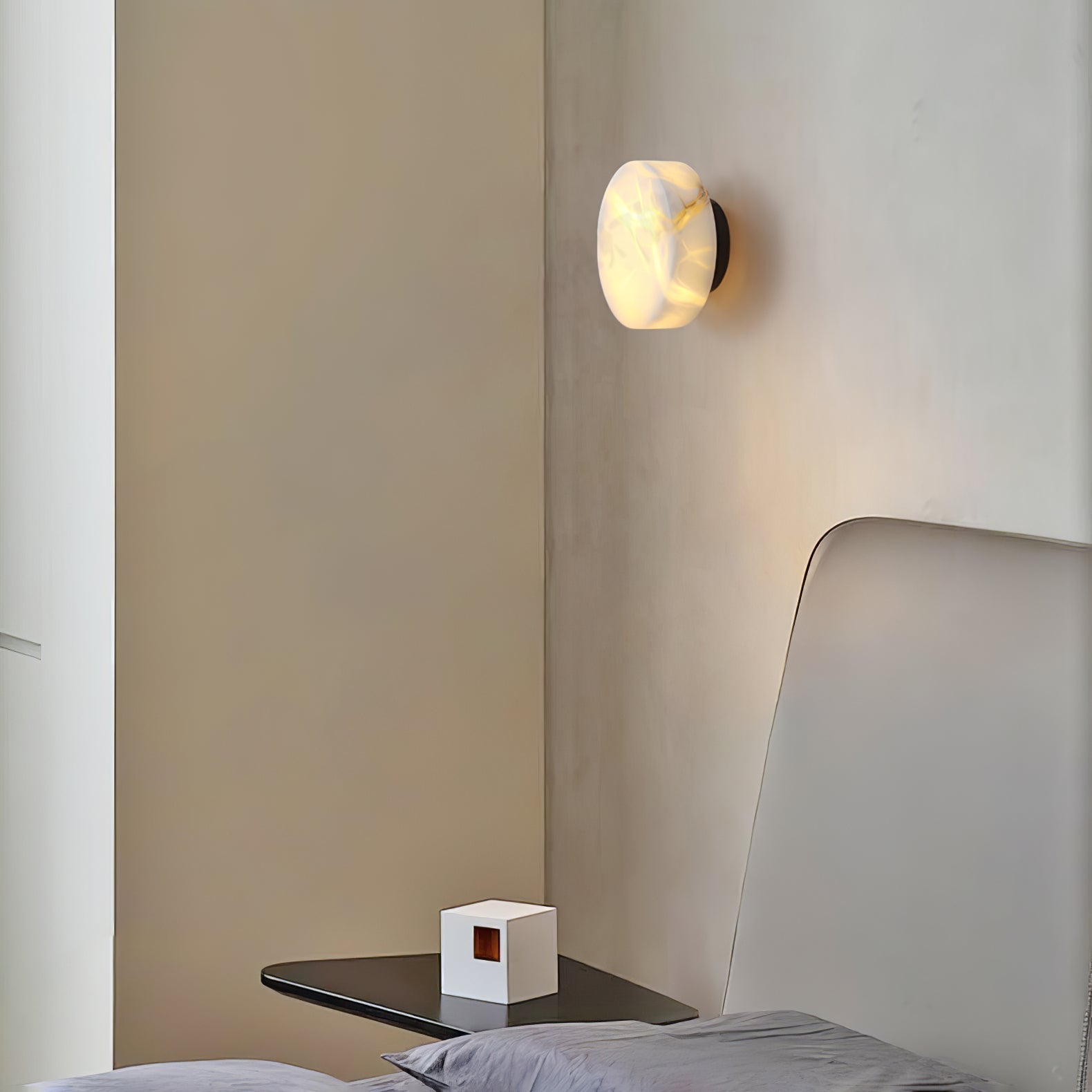 Glim Modern Minimalist Brass Metal Alabaster Wall Lamp - Lamp Copper