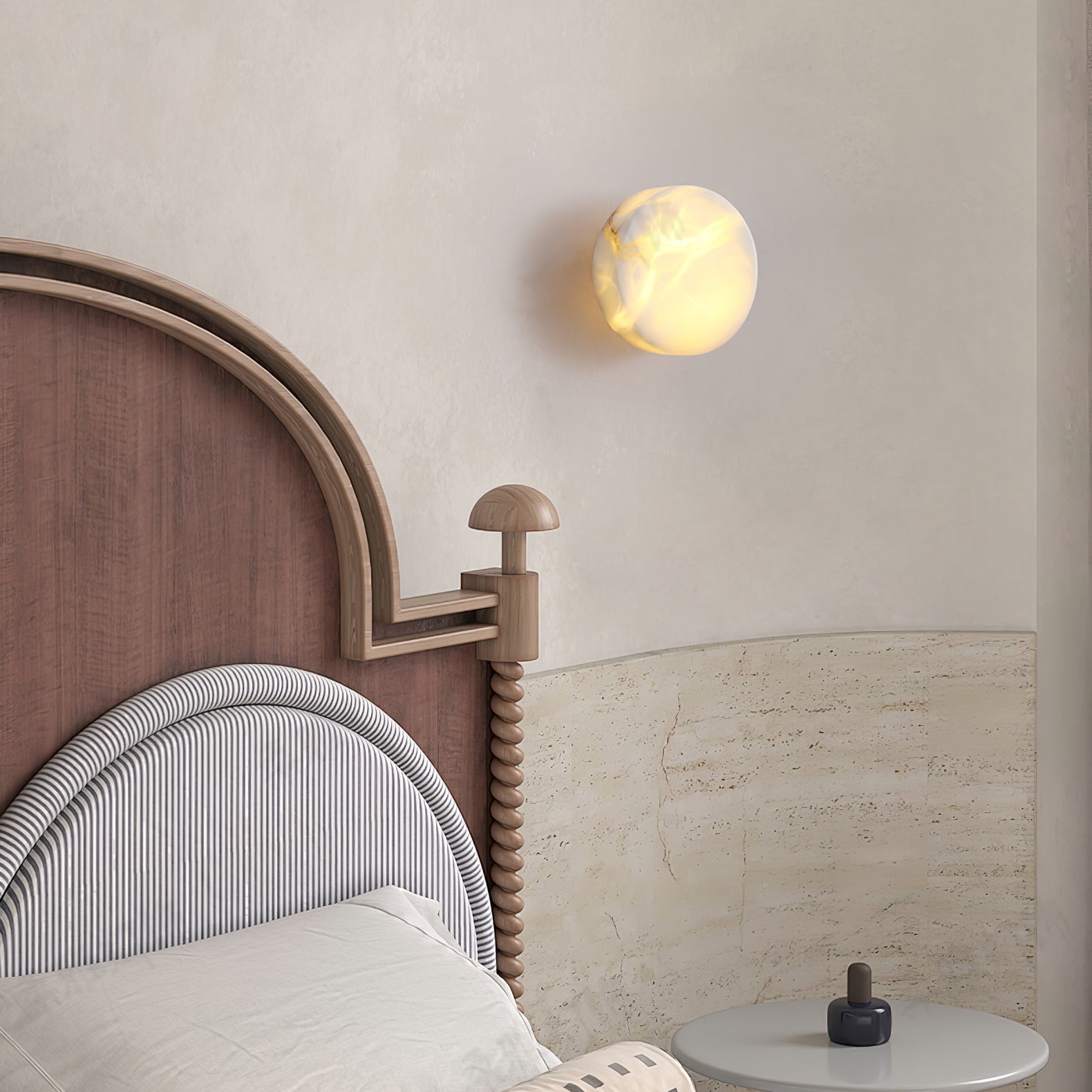 Glim Modern Minimalist Brass Metal Alabaster Wall Lamp - Lamp Copper
