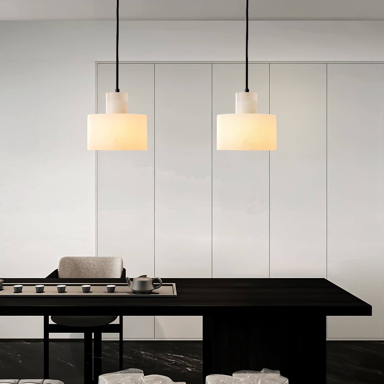 Alabaster Pendant Lgiht Dual Cylindrical - Letslighting