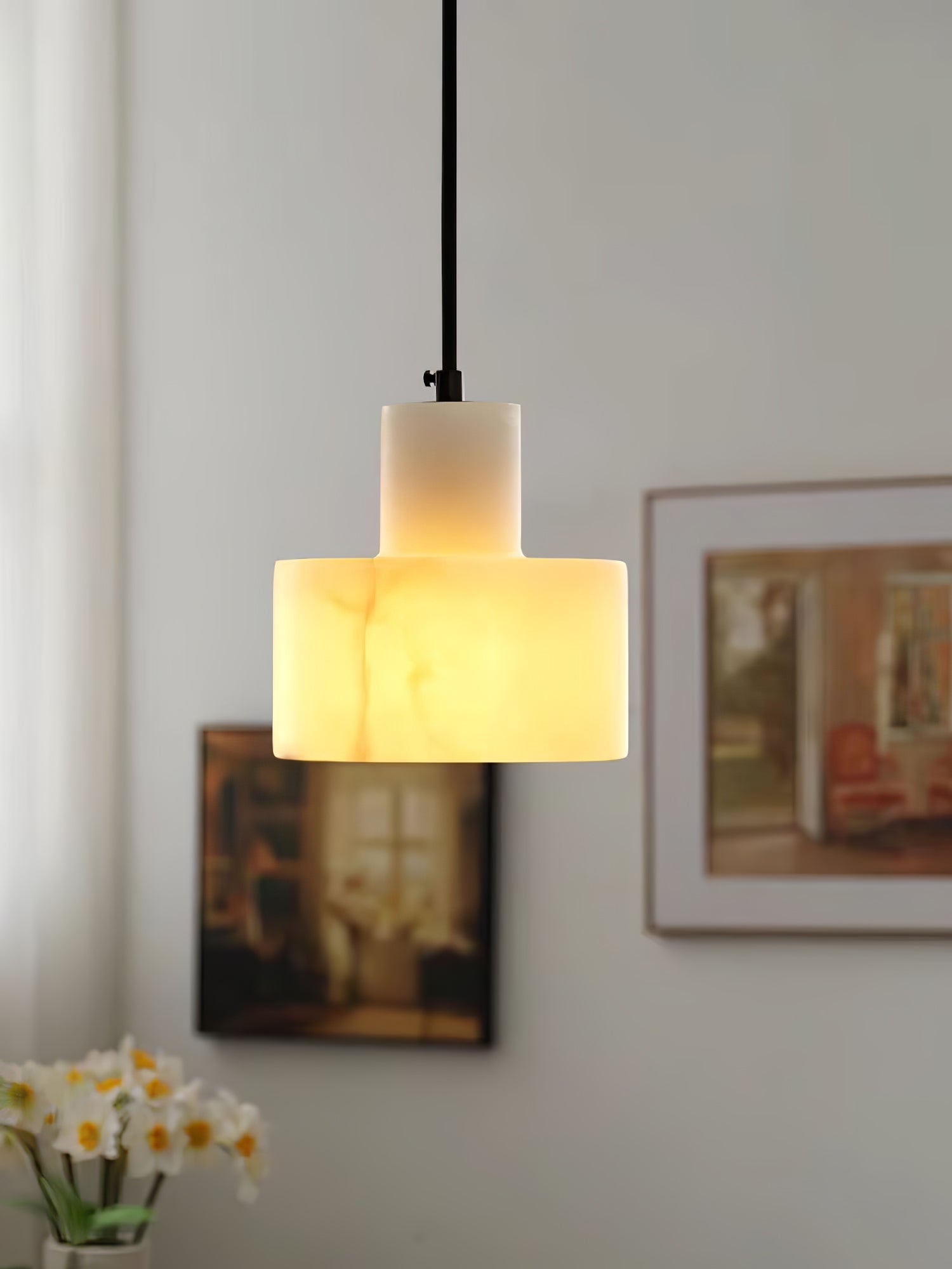 Alabaster Pendant Lgiht Dual Cylindrical - Letslighting