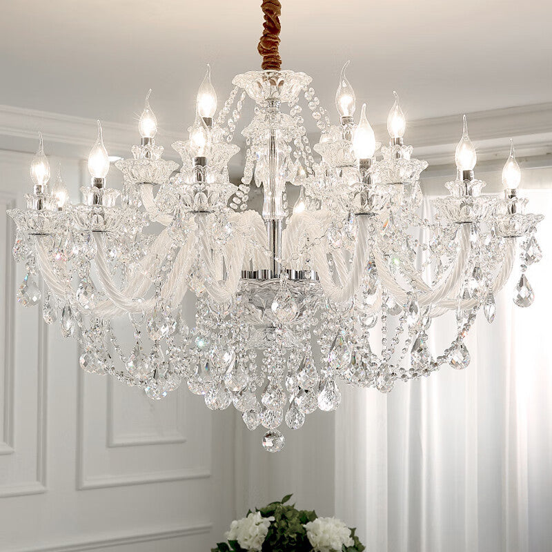 Silva Francés Cristal Metal Lámparas de Araña Salón Comedor