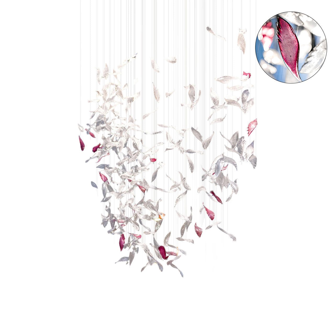 Zathaara Glass Feather Shape Chandelier - Letslighting