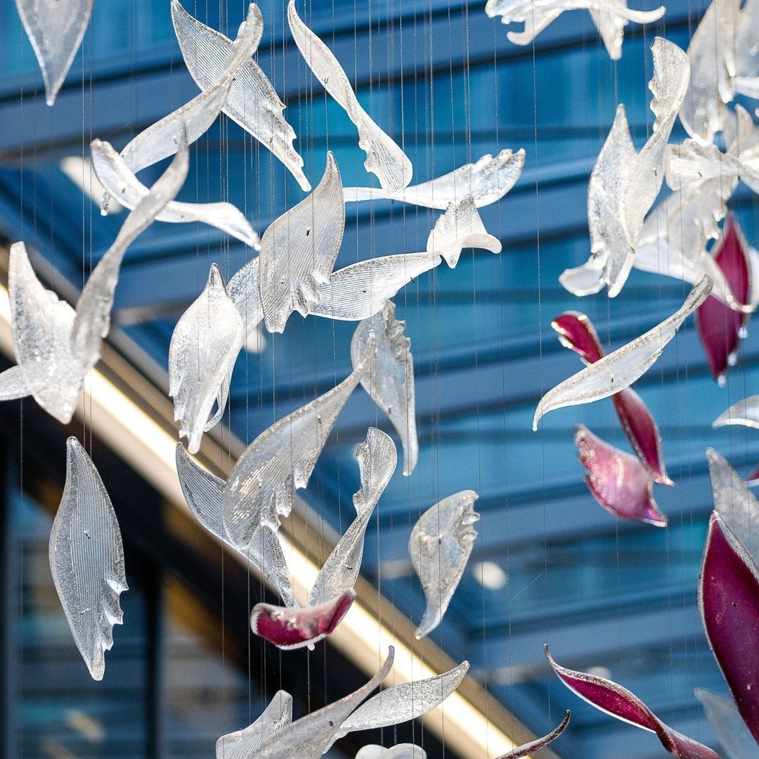 Zathaara Glass Feather Shape Chandelier - Letslighting