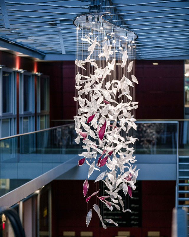 Zathaara Glass Feather Shape Chandelier - Letslighting