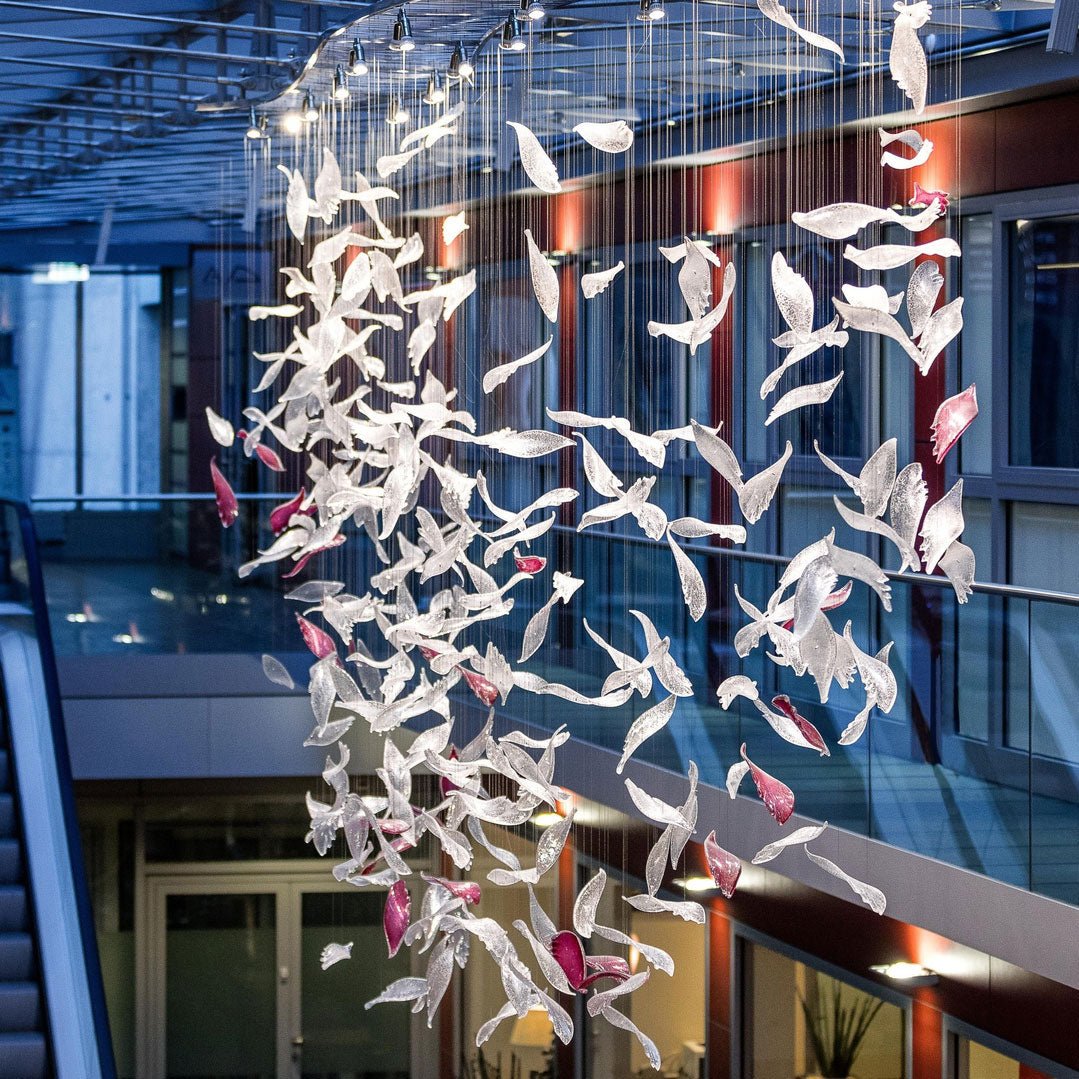 Zathaara Glass Feather Shape Chandelier - Letslighting