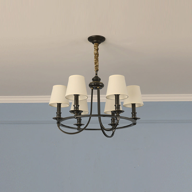Plume Vintage Elegance Brass Fabric Chandelier - Lamp Copper
