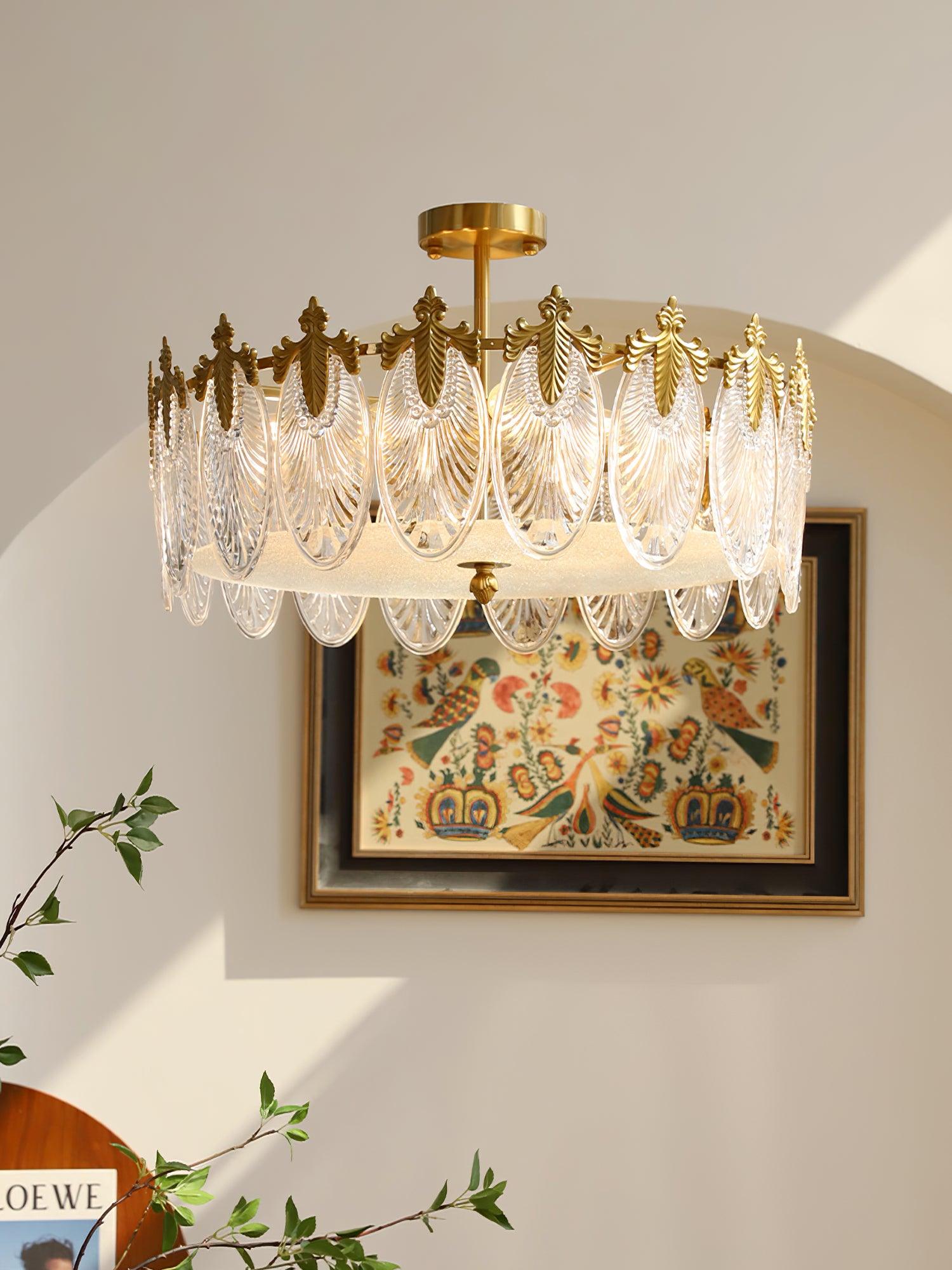 Decorative Pattern Glass Round Chandelier - Letslighting