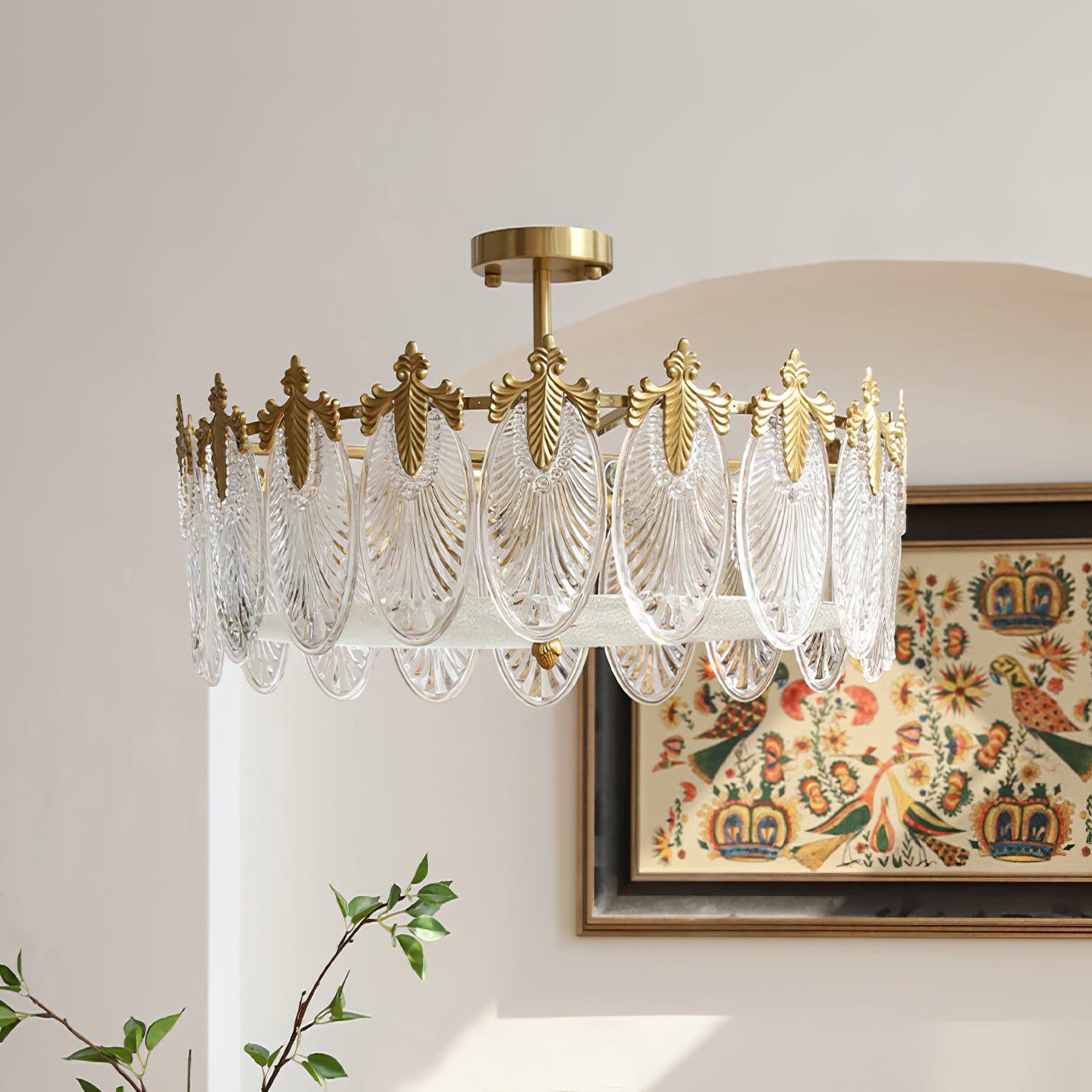 Decorative Pattern Glass Round Chandelier - Letslighting