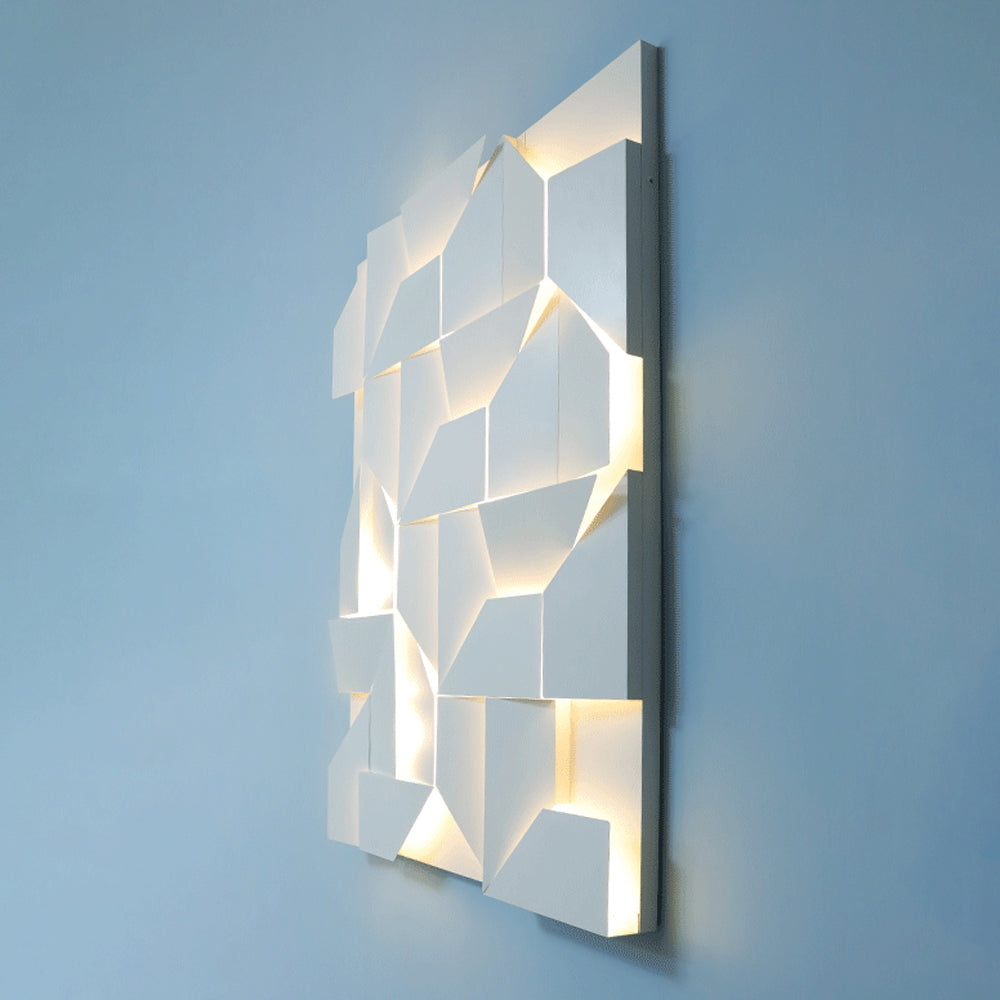 Arisha Art Decó Geometrío Metal/Papel Aplique de Pared Blanco