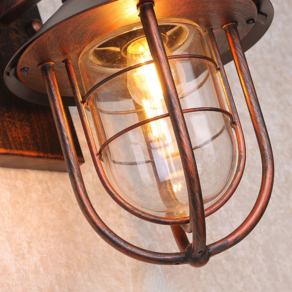 Ray Vintage Farol Metal LED Aplique de Pared Exterior Negro