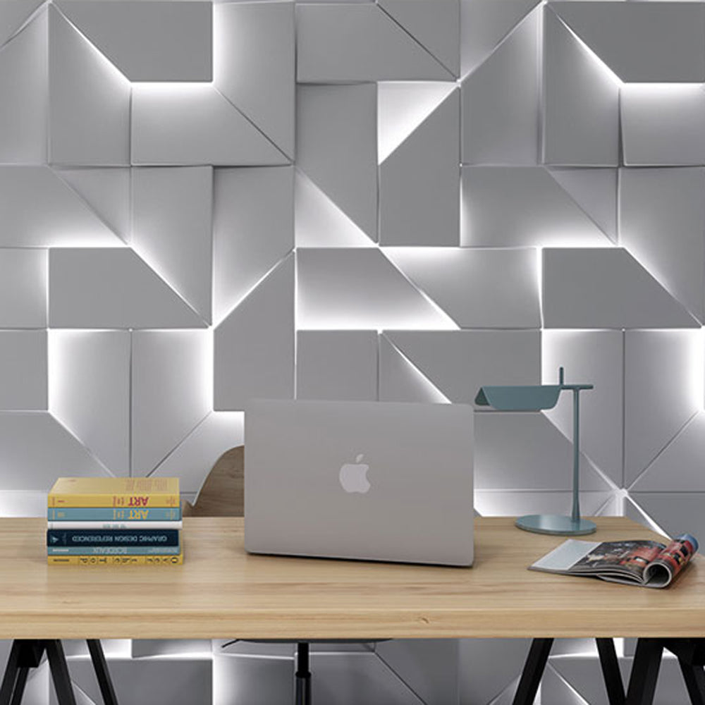 Arisha Art Decó Geometrío Metal/Papel Aplique de Pared Blanco