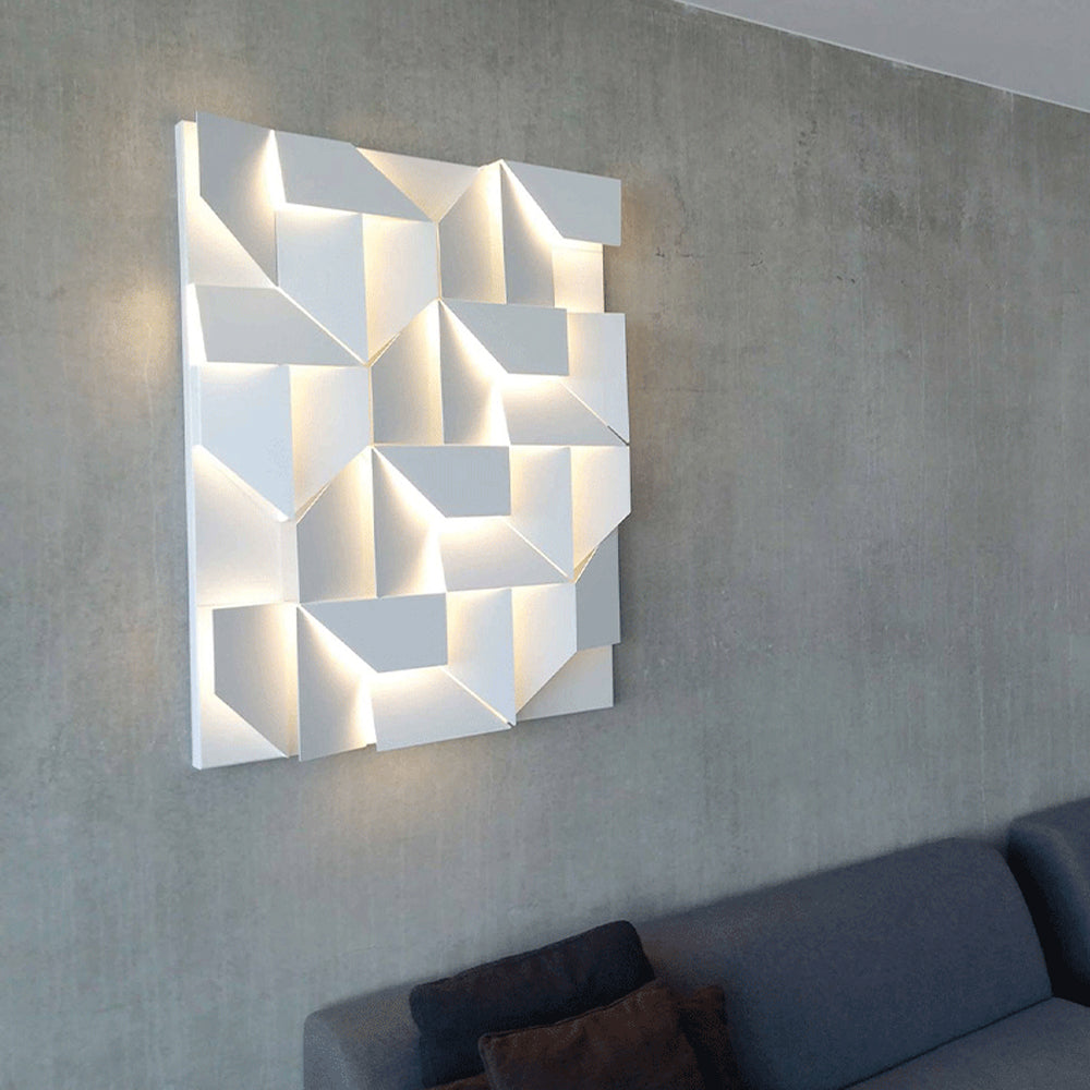 Arisha Art Decó Geometrío Metal/Papel Aplique de Pared Blanco