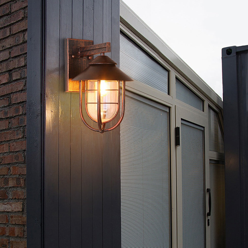 Ray Vintage Farol Metal LED Aplique de Pared Exterior Negro
