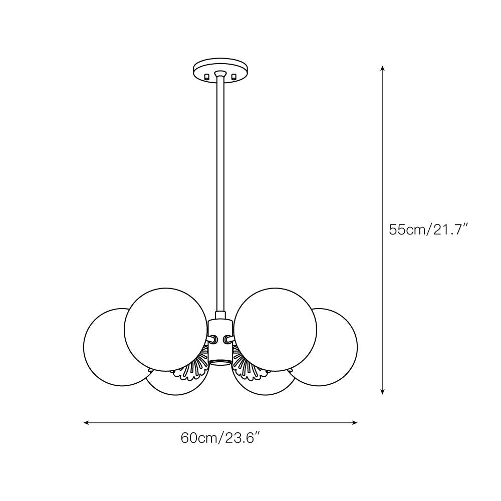 Whisper Modern Minimalist Globe Brass Glass Chandelier - Lamp Copper