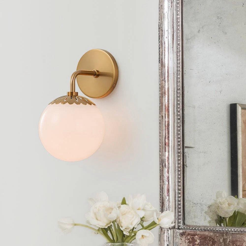 Aegis Modern Minimalist Globe Brass Glass Sconce Wall Lamp - Lamp Copper