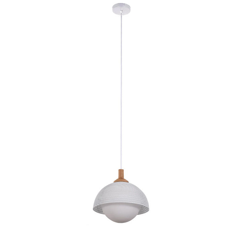 Pith Modern Minimalist Dome Perforated Wooden Metal Pendant Lamp - Lamp Copper