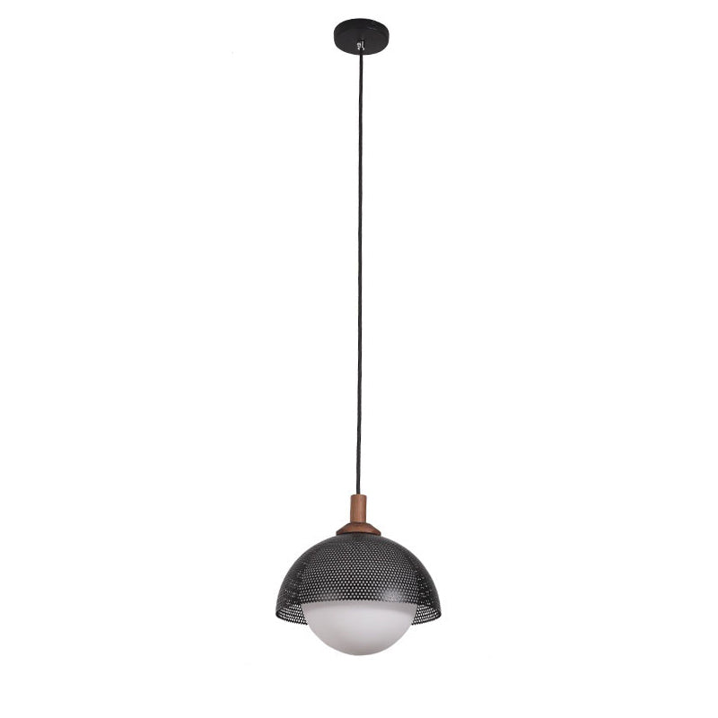 Pith Modern Minimalist Dome Perforated Wooden Metal Pendant Lamp - Lamp Copper