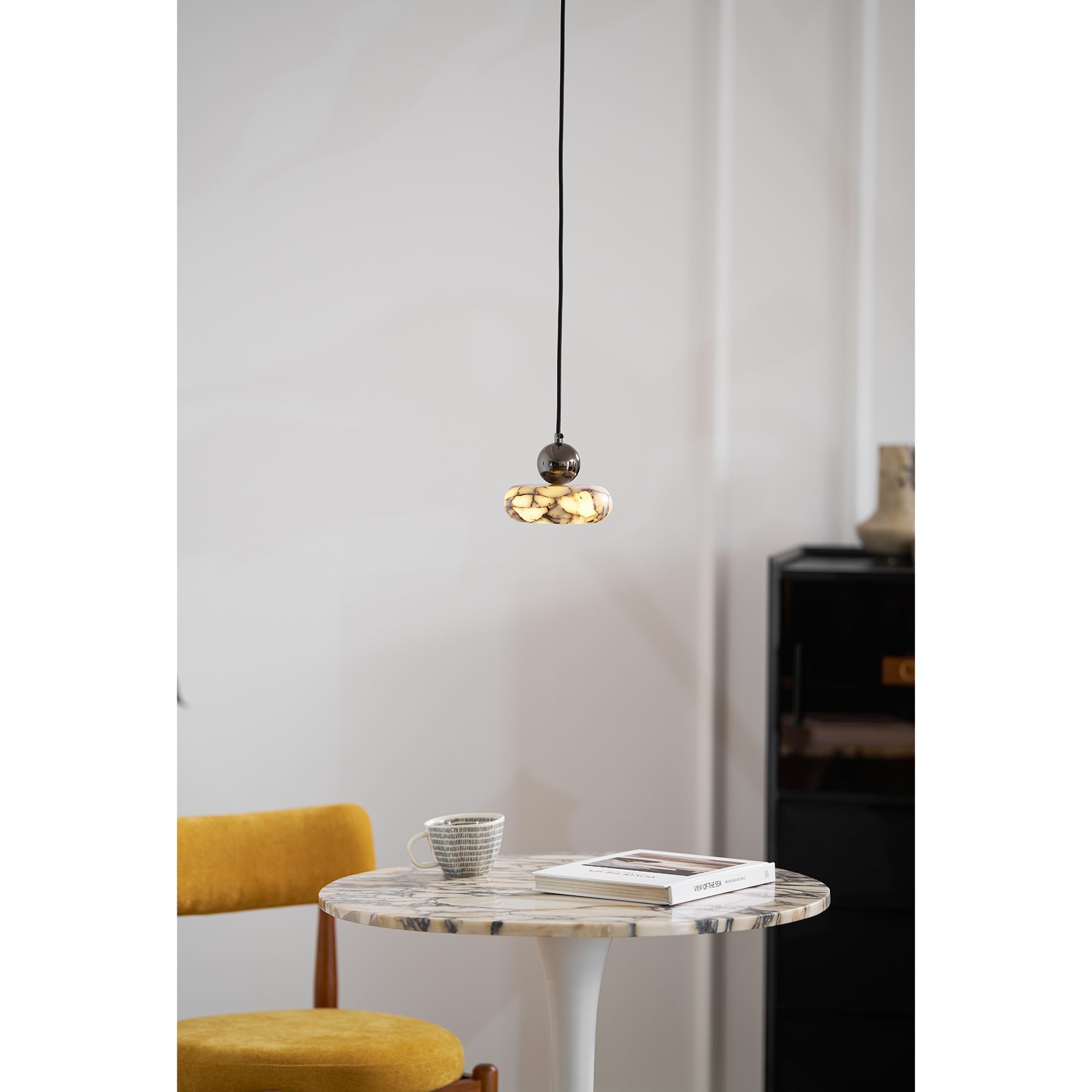 Ridge Modern Minimalist Marble Metal Pendant Lamp - Lamp Copper