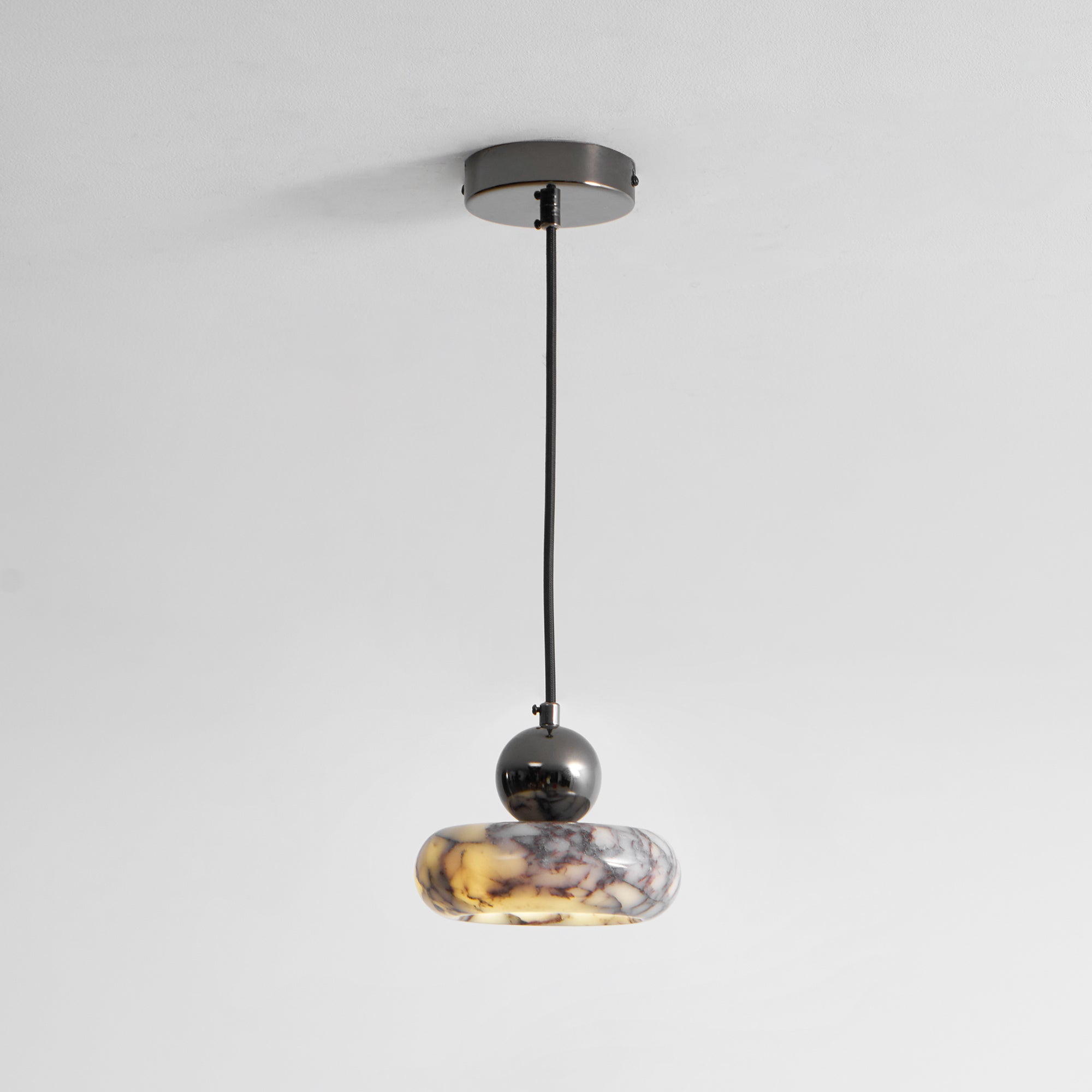 Ridge Modern Minimalist Marble Metal Pendant Lamp - Lamp Copper