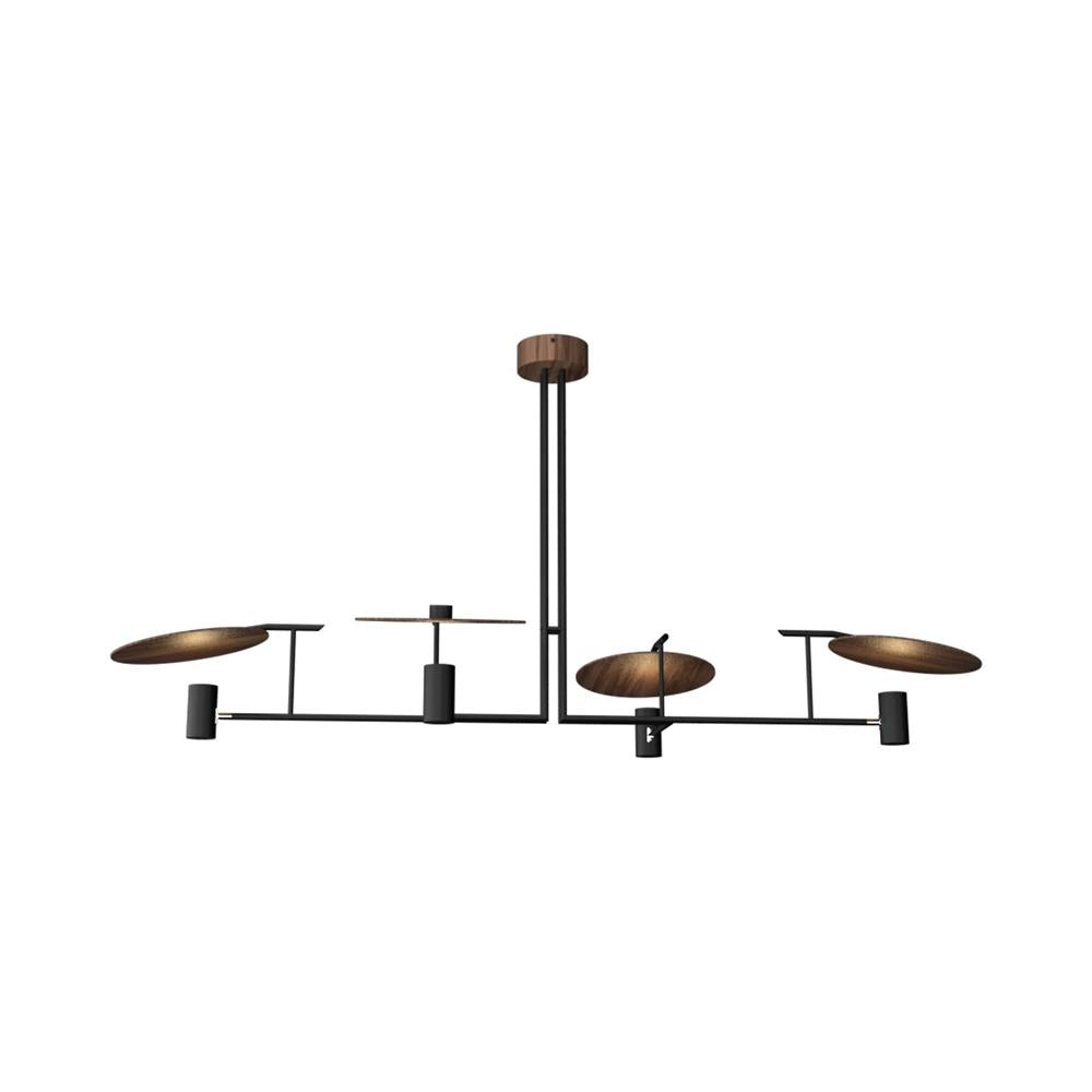 Warp Premium Elegance Linear Wooden Metal Chandelier - Lamp Copper