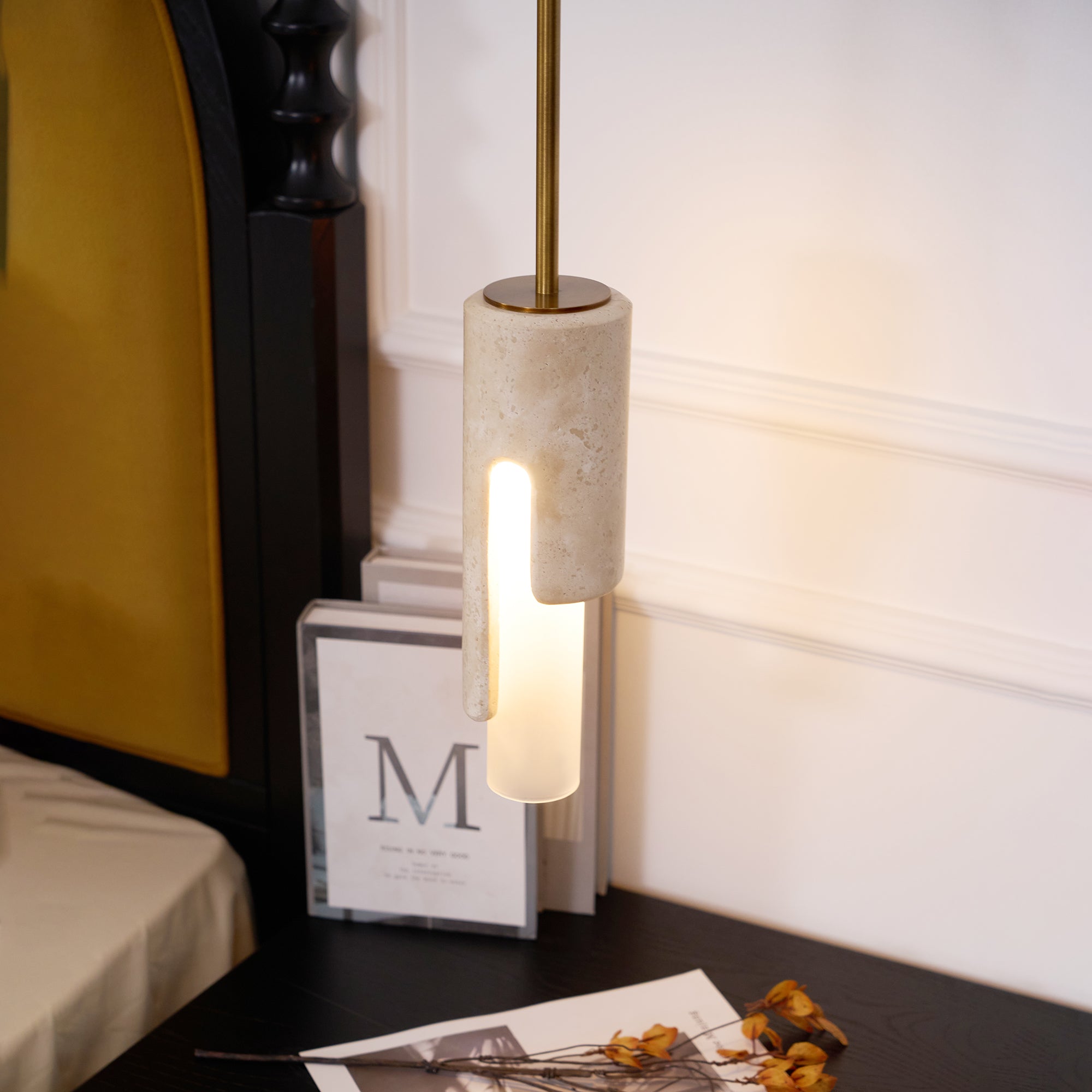 Elix Modern Minimalist Marble Glass Pendant Lamp - Lamp Copper