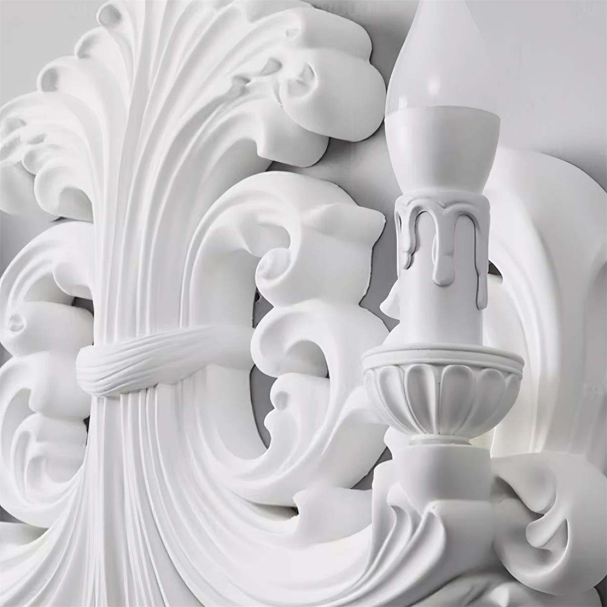 Wall Lamp Sculptural Plaster Candle Arms - Letslighting