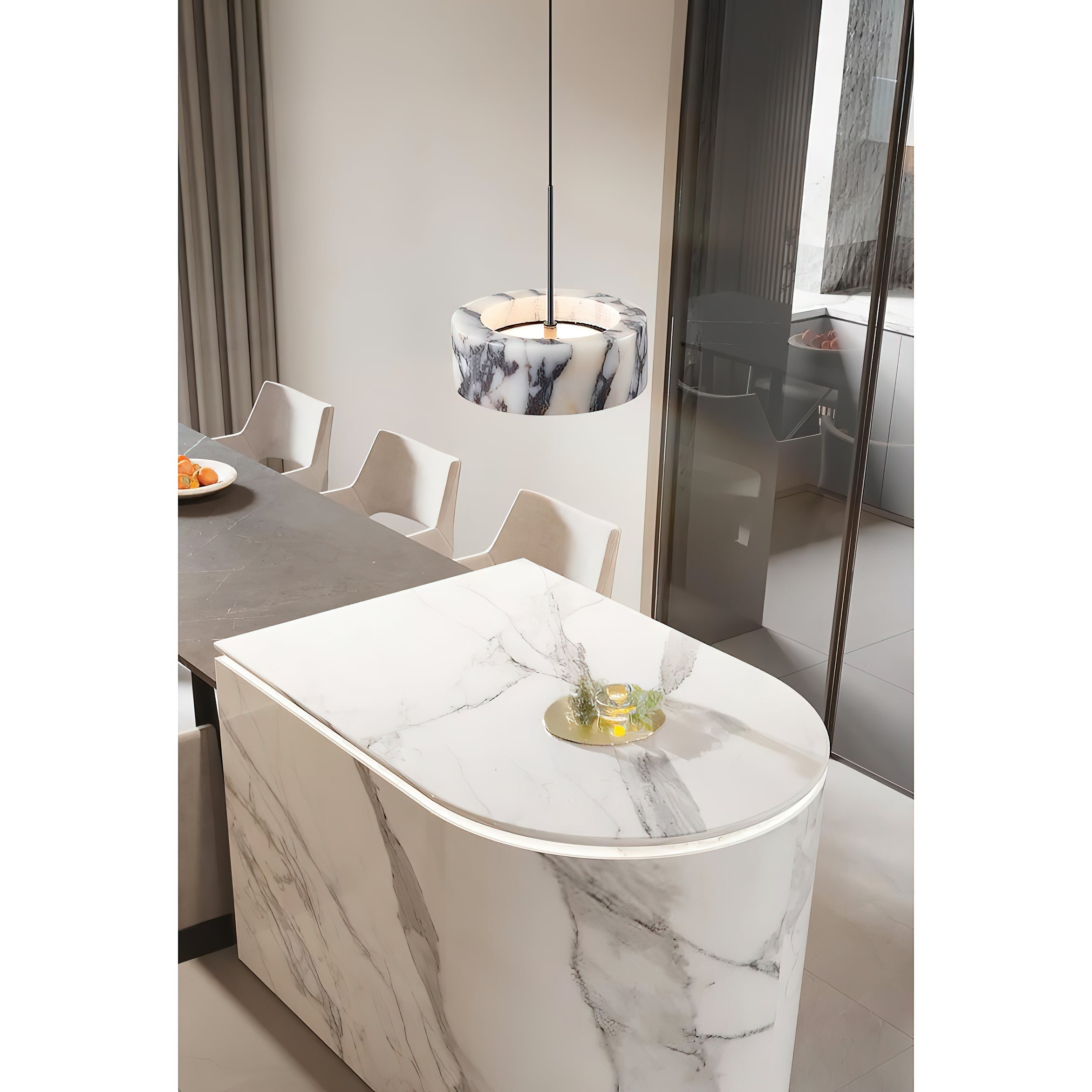 Glide Modern Minimalist Marble Metal Pendant Lamp - Lamp Copper