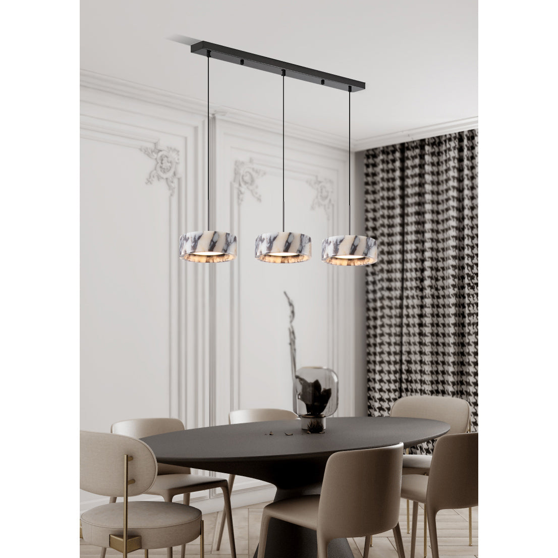 Glide Modern Minimalist Marble Metal Pendant Lamp - Lamp Copper