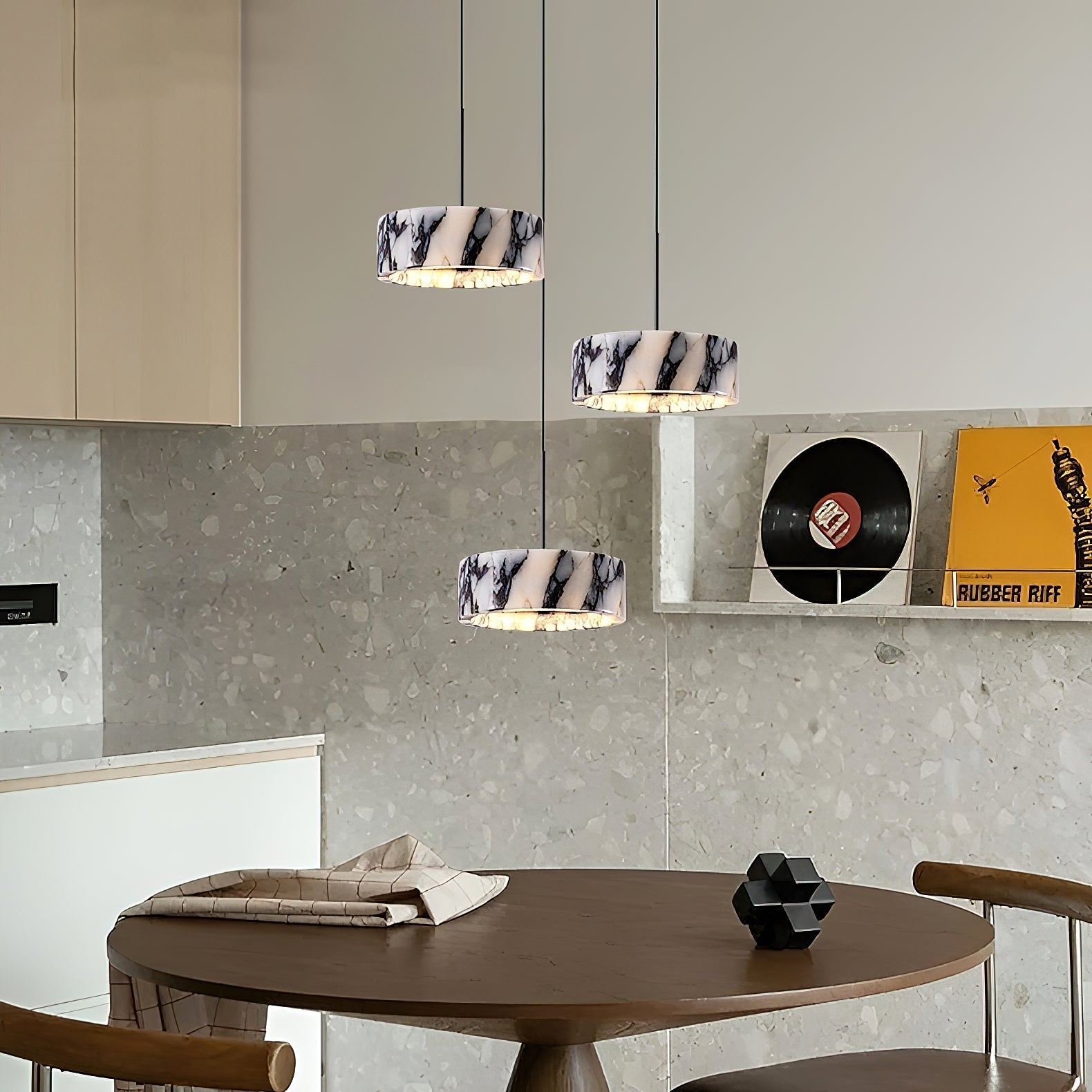 Glide Modern Minimalist Marble Metal Pendant Lamp - Lamp Copper