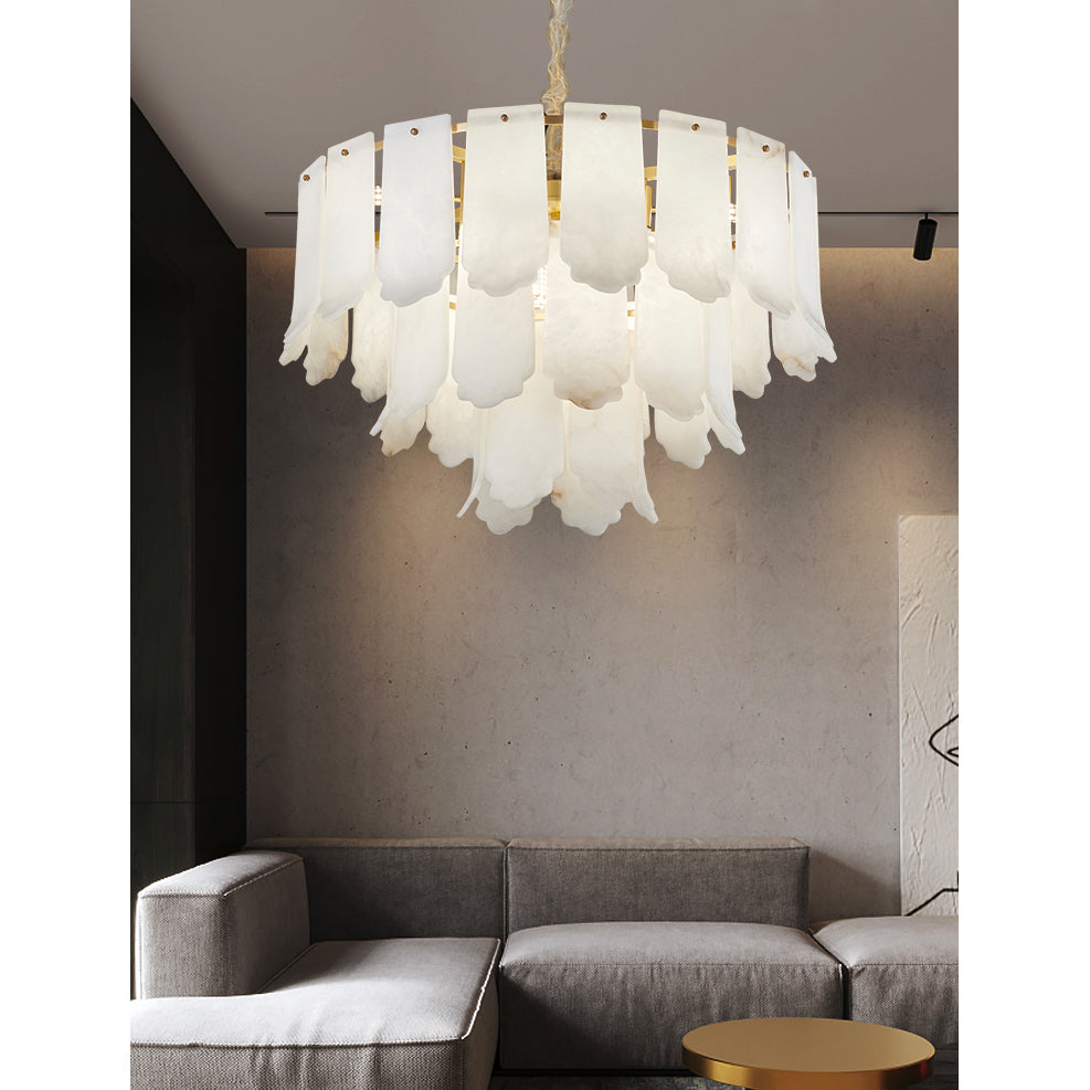 Hue Postmodern Luxury Brass Alabaster Chandelier - Lamp Copper
