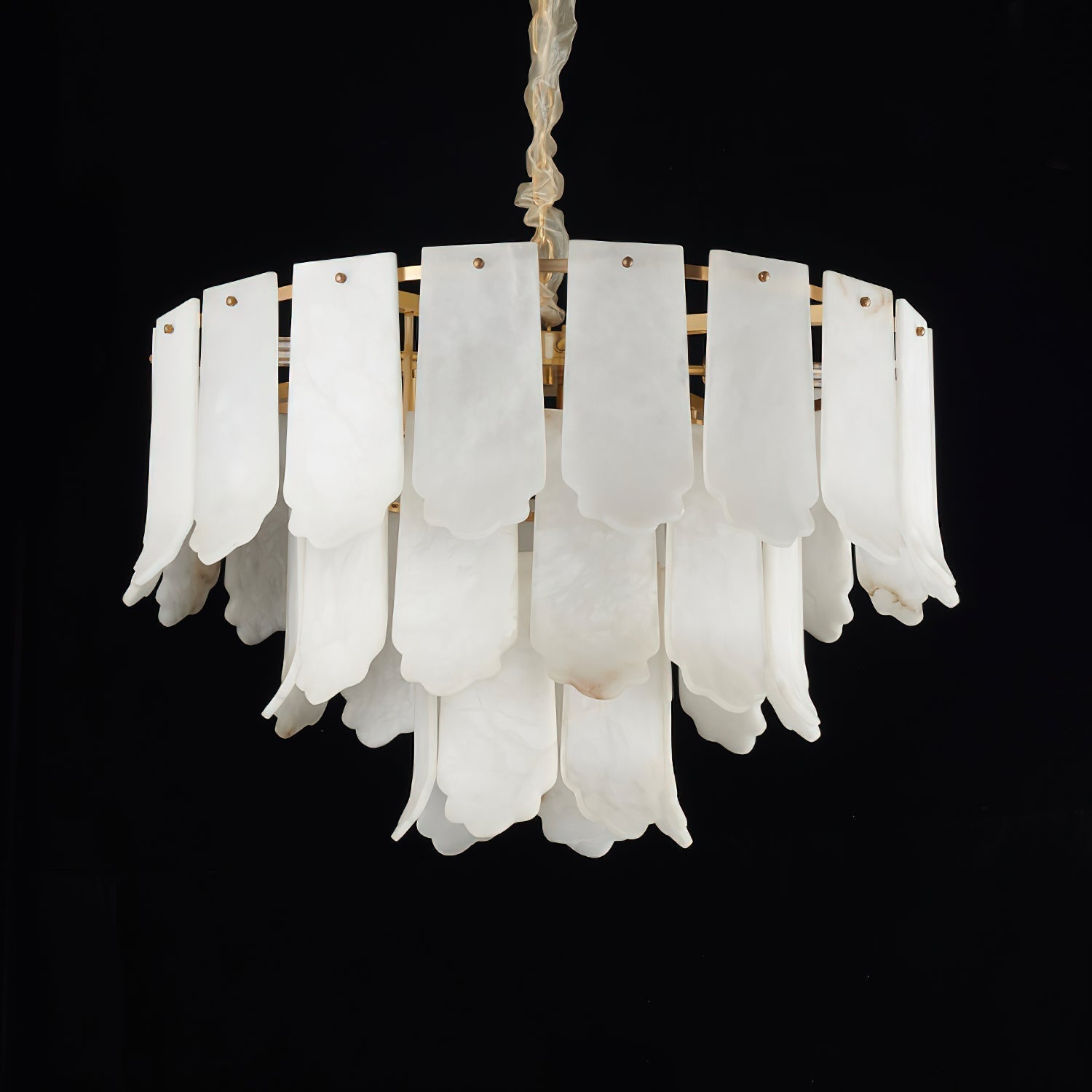 Hue Postmodern Luxury Brass Alabaster Chandelier - Lamp Copper