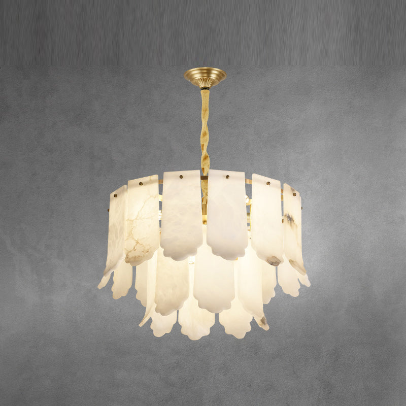 Hue Postmodern Luxury Brass Alabaster Chandelier - Lamp Copper