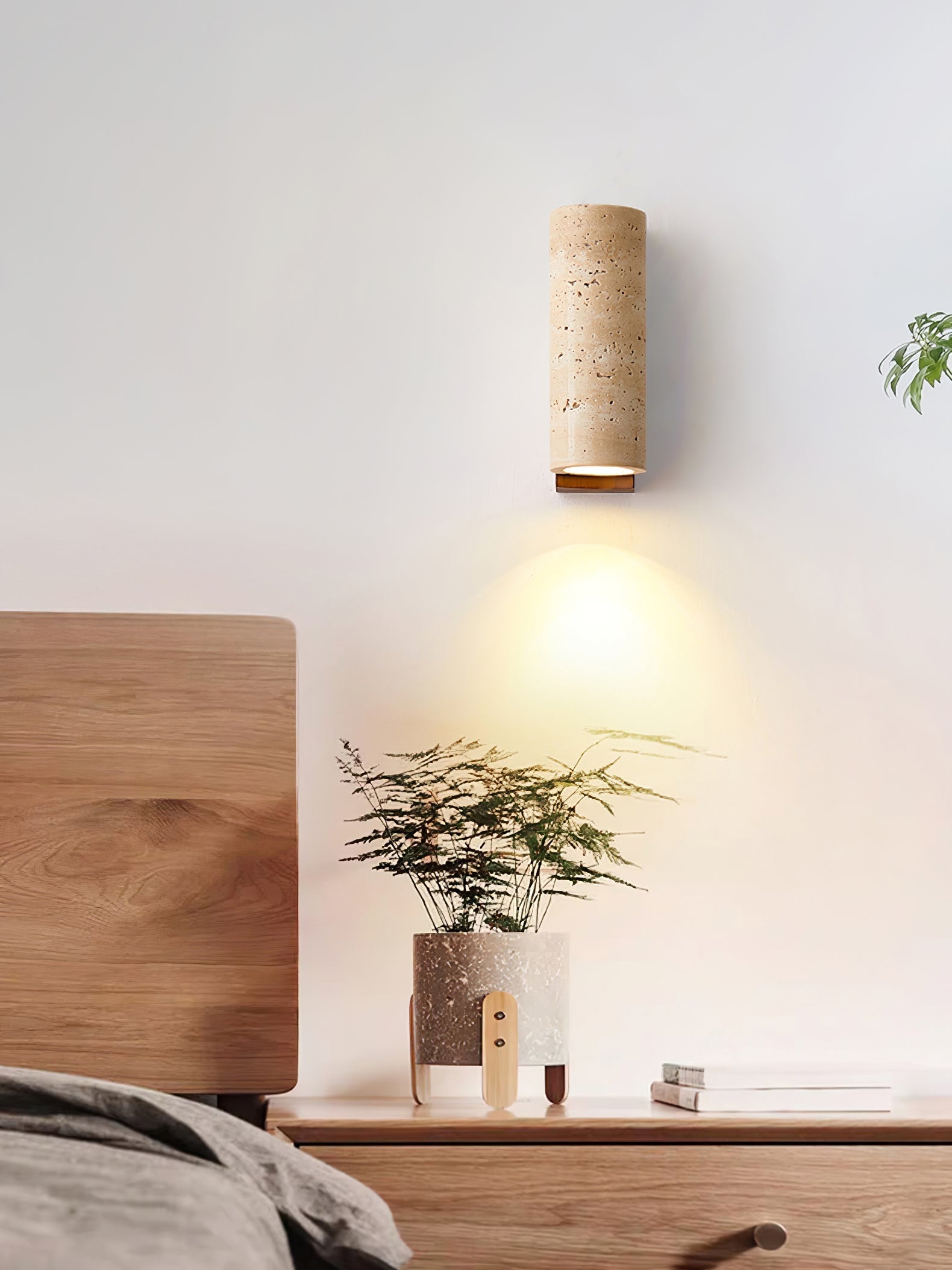 Lysandra Cylindrical Travertine Wall Light - Letslighting