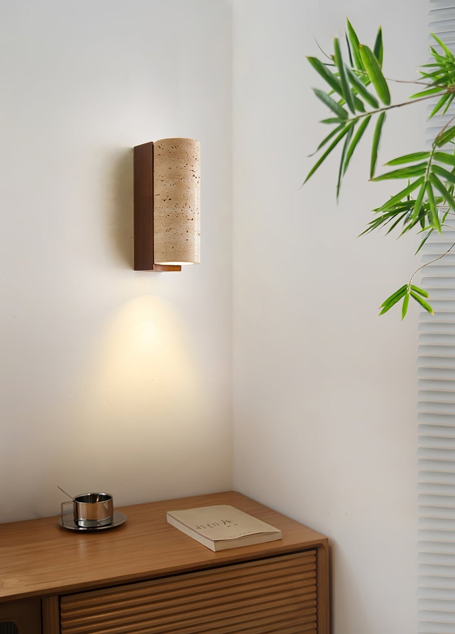 Lysandra Cylindrical Travertine Wall Light - Letslighting