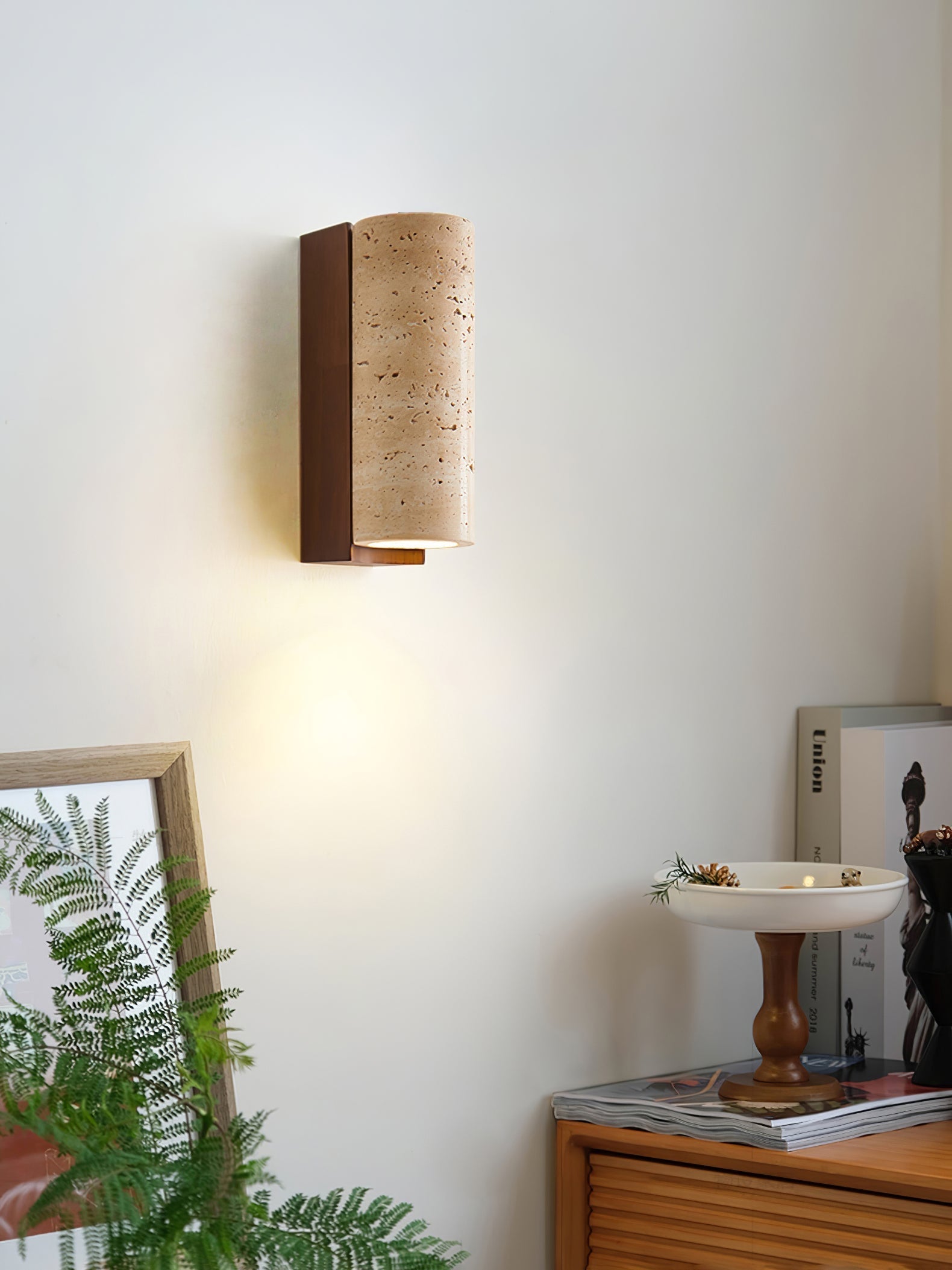 Lysandra Cylindrical Travertine Wall Light - Letslighting