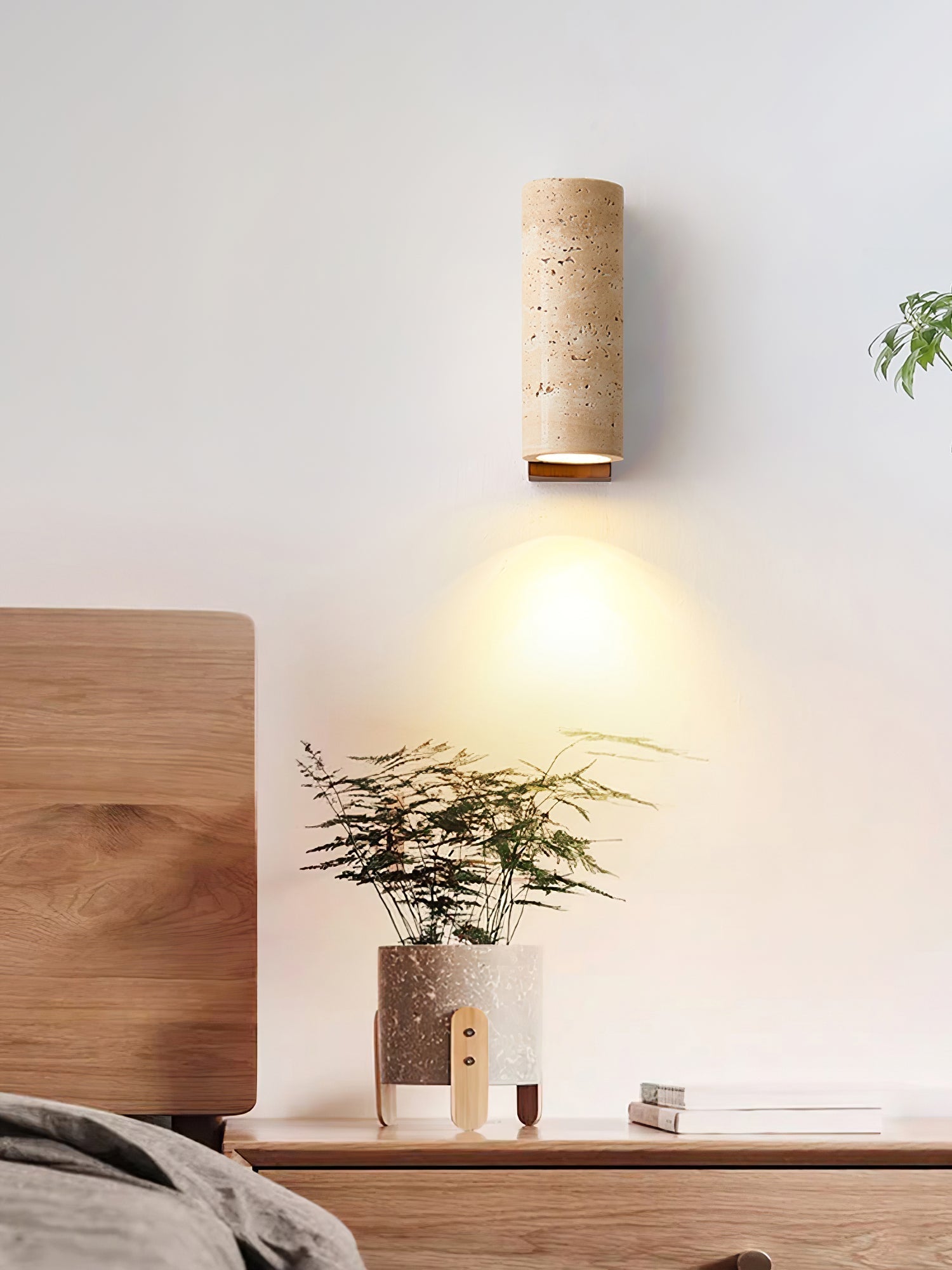 Lysandra Cylindrical Travertine Wall Light - Letslighting