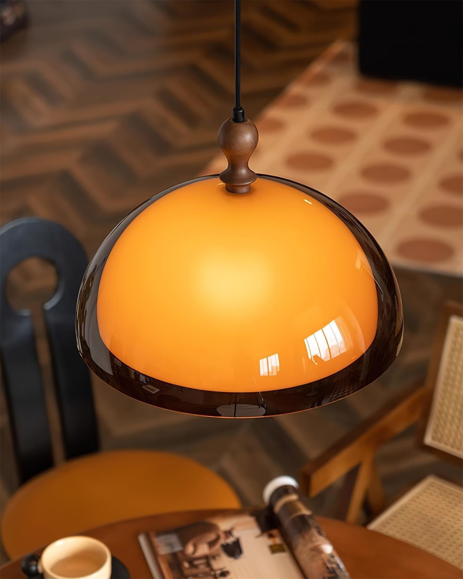 Solven Amber Glass Dome Pendant Light - Letslighting