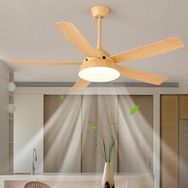Ventilador de Techo Orvino con Luz de Madera, primer plano de las aspas