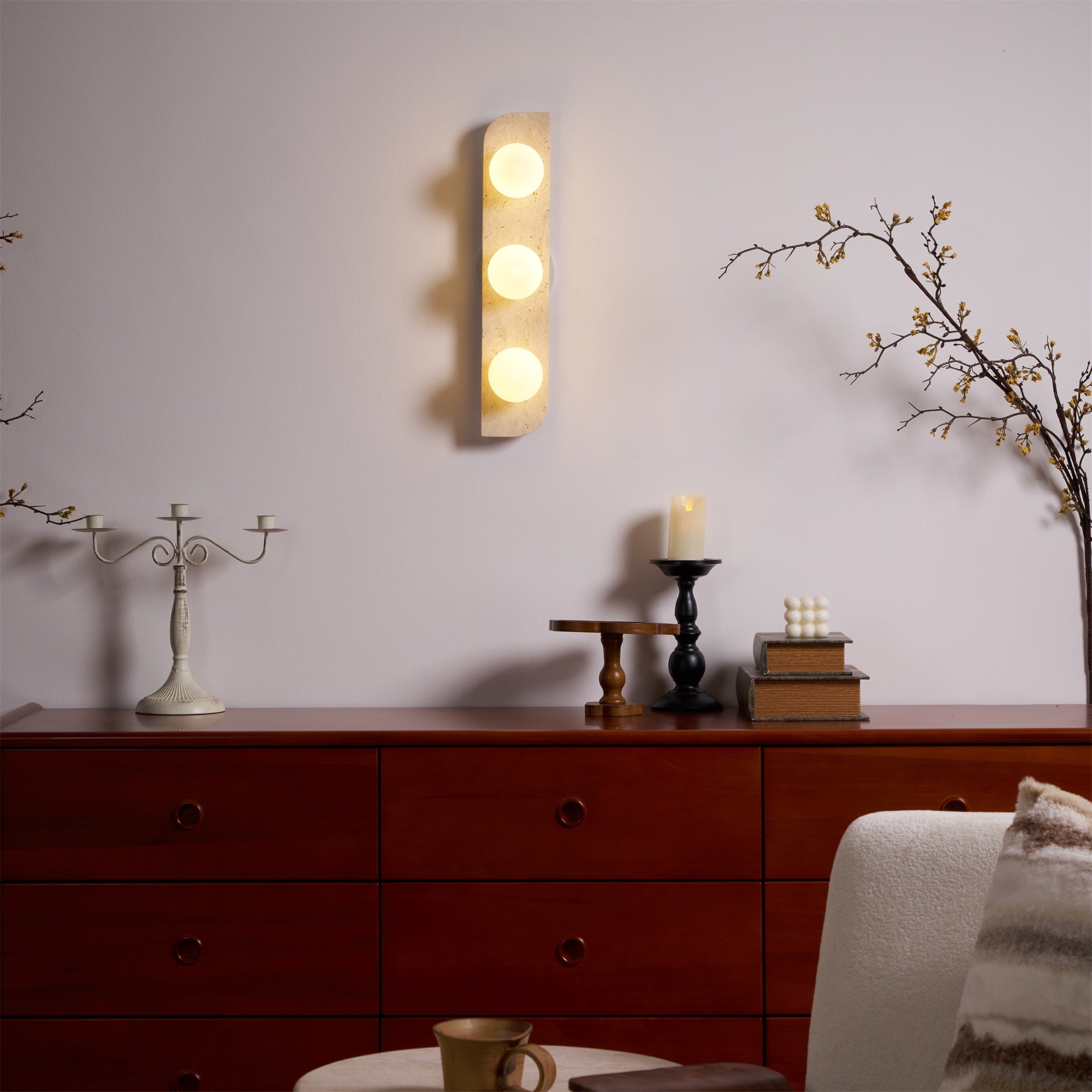 Alsilis Minimalist Travertine Wall Light - Letslighting