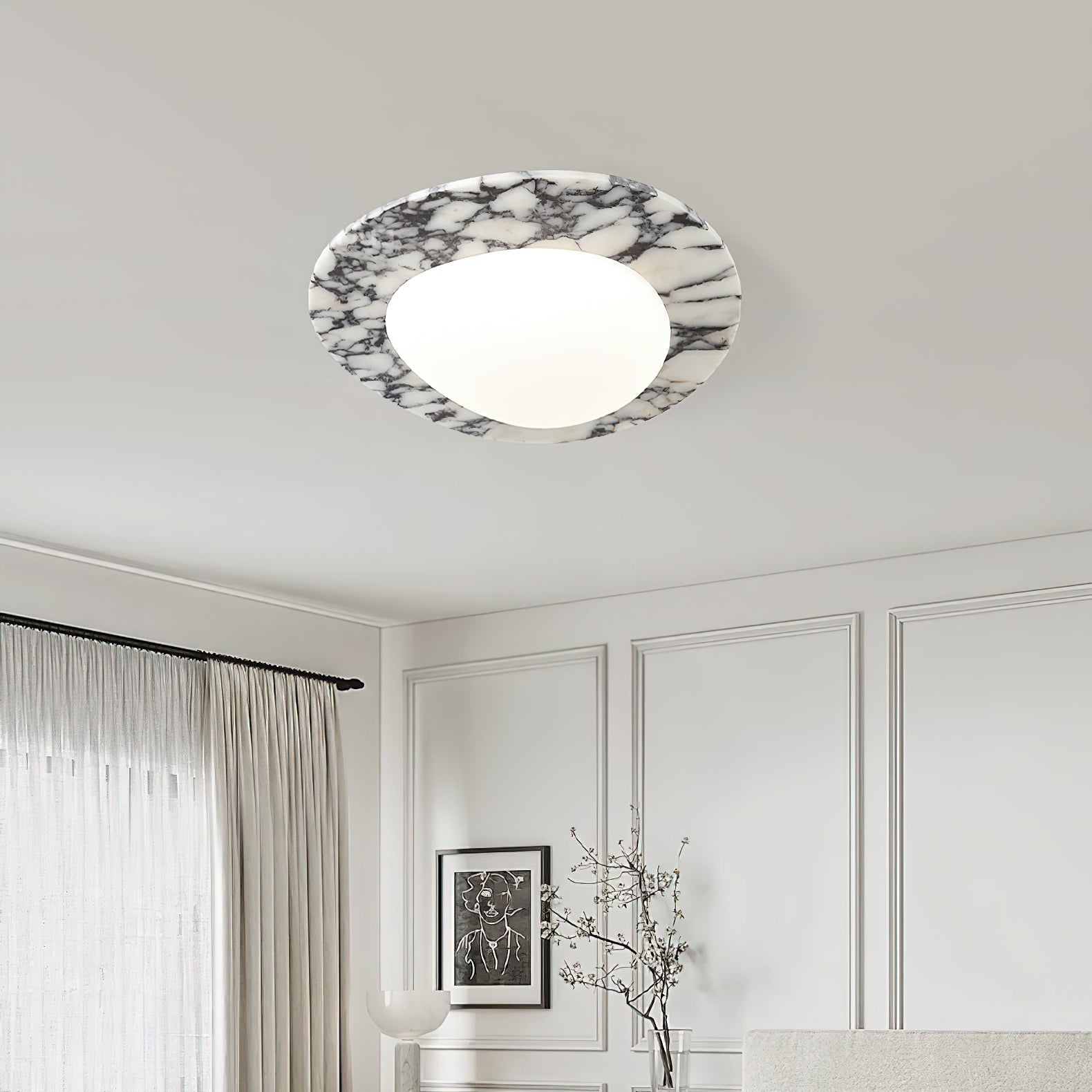 Ceraeion Modern Minimalist Marble Glass Ceiling Lamp - Lamp Copper