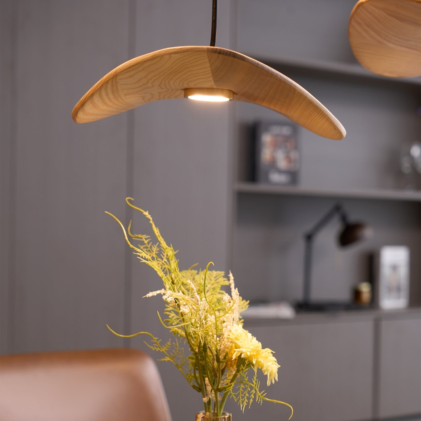 Abbott Modern Minimalist Empty Leaf Metal Wood Chandelier - Letslighting