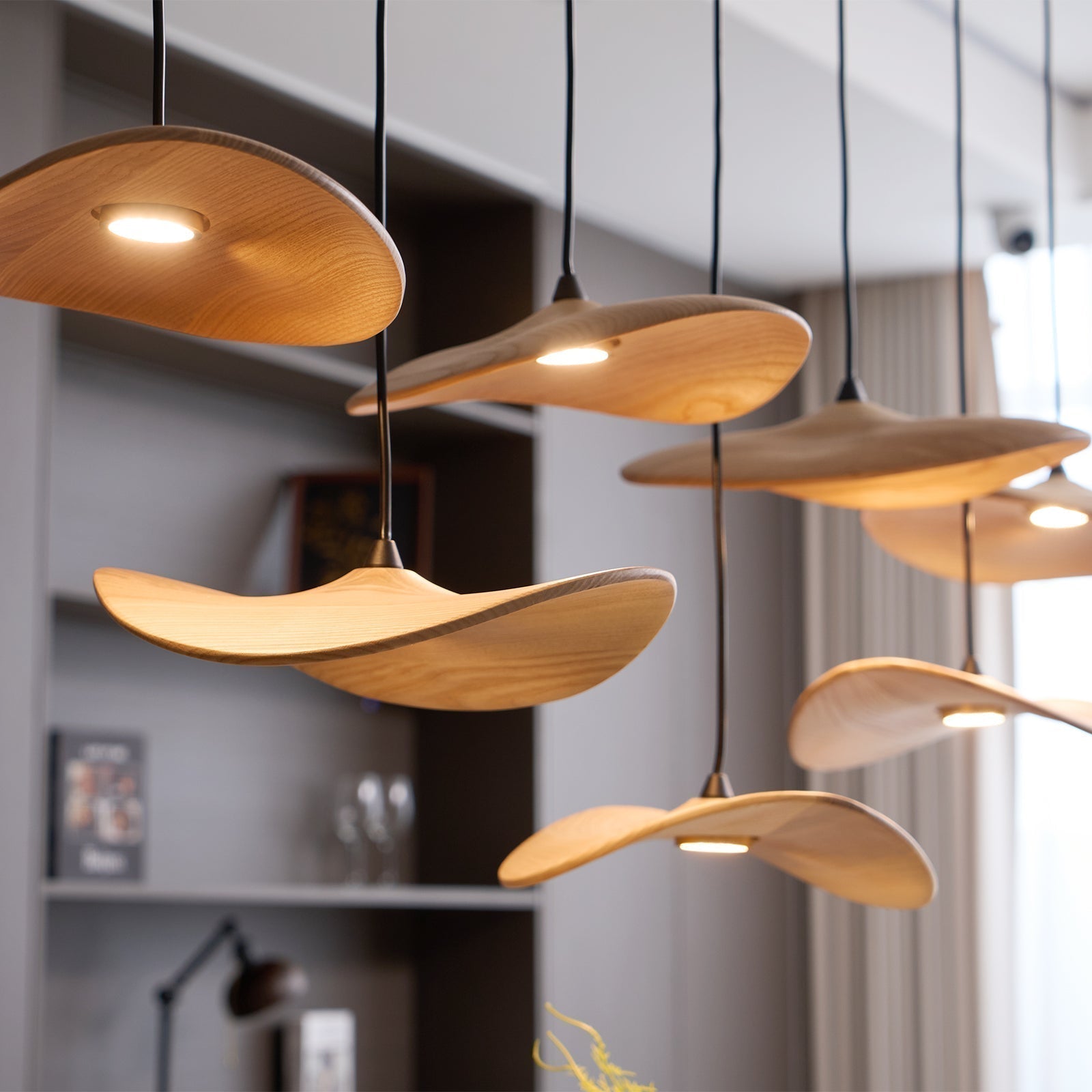 Abbott Modern Minimalist Empty Leaf Metal Wood Chandelier - Letslighting
