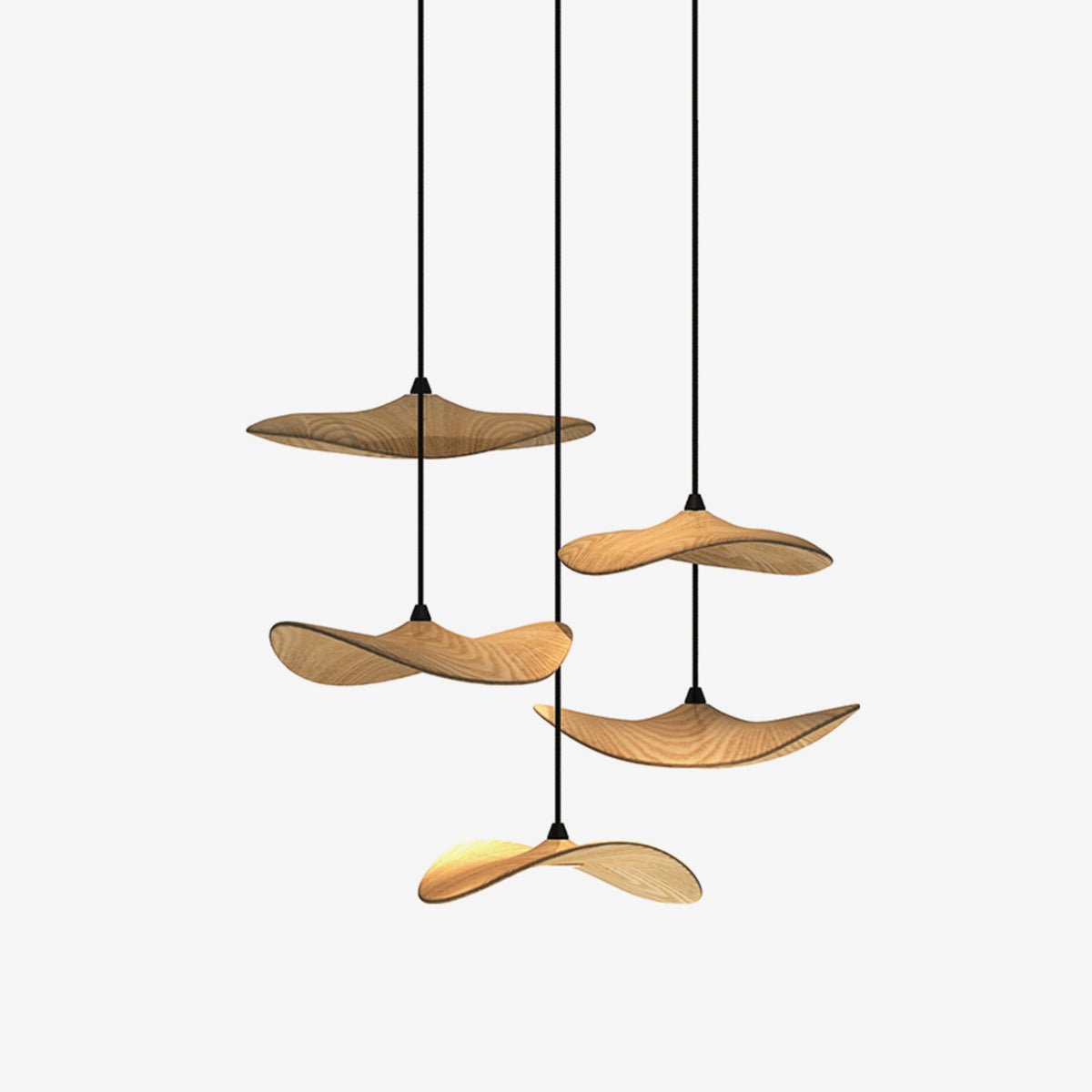 Abbott Modern Minimalist Empty Leaf Metal Wood Chandelier - Letslighting