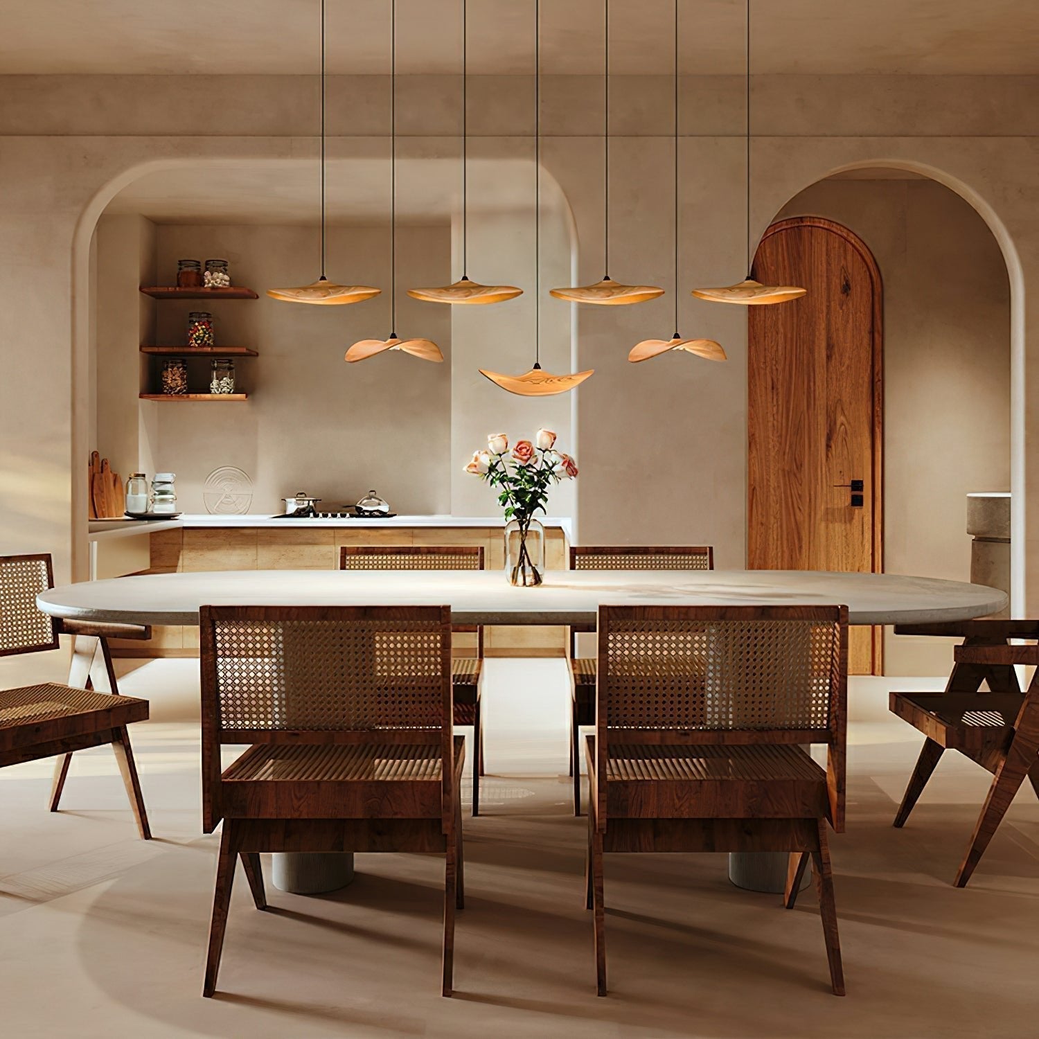 Abbott Modern Minimalist Empty Leaf Metal Wood Chandelier - Letslighting