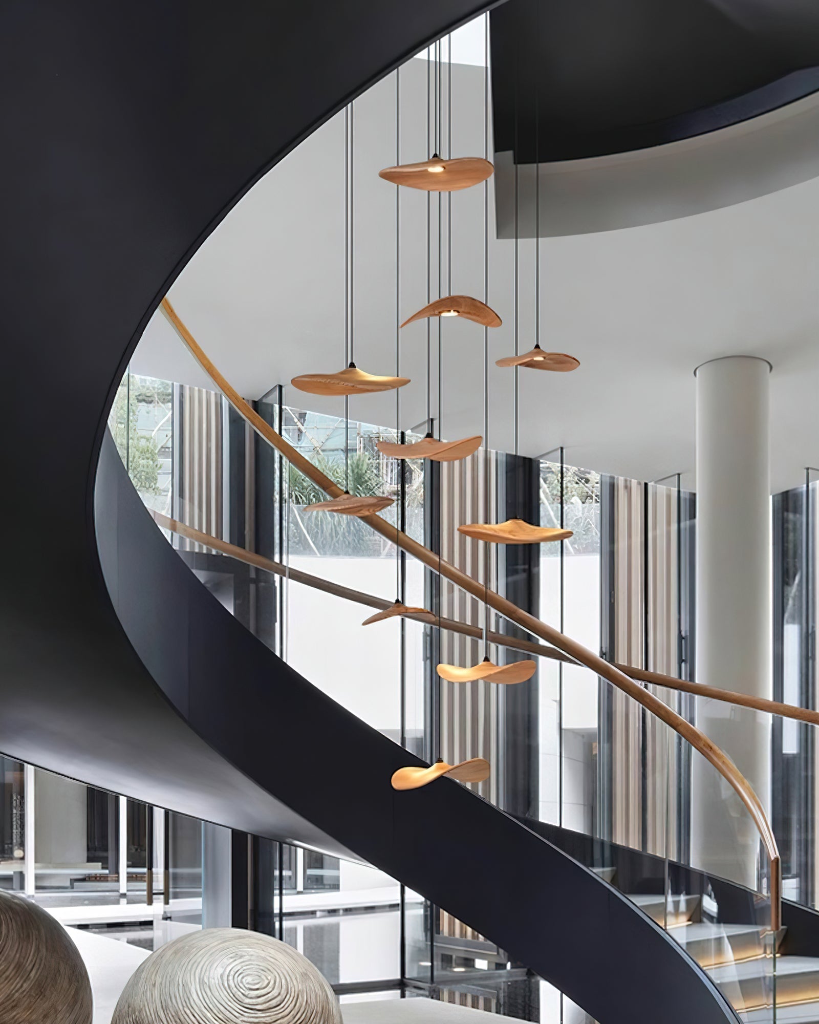 Abbott Modern Minimalist Empty Leaf Metal Wood Chandelier - Letslighting