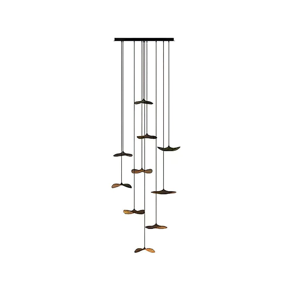 Abbott Modern Minimalist Empty Leaf Metal Wood Chandelier - Letslighting