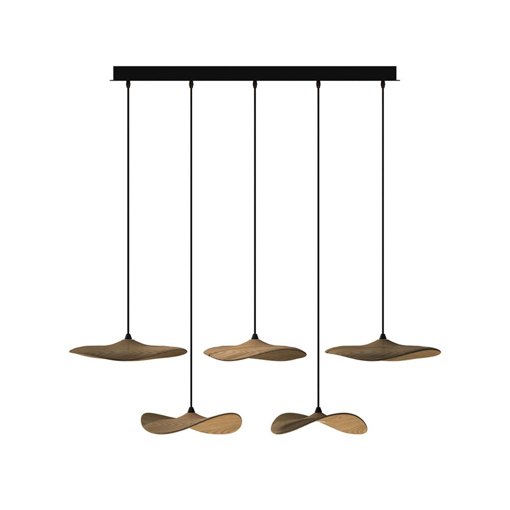 Abbott Modern Minimalist Empty Leaf Metal Wood Chandelier - Letslighting