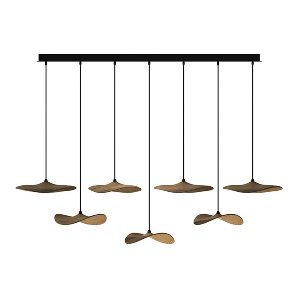 Abbott Modern Minimalist Empty Leaf Metal Wood Chandelier - Letslighting