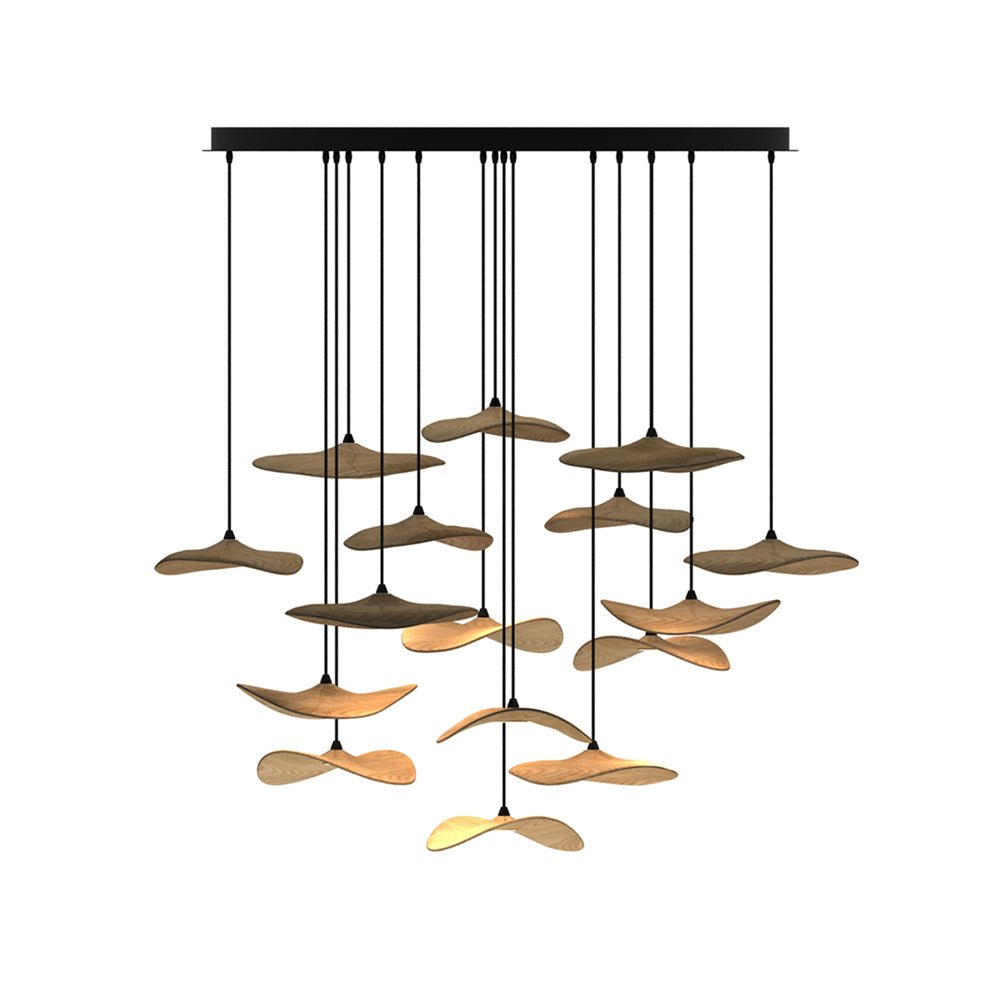 Abbott Modern Minimalist Empty Leaf Metal Wood Chandelier - Letslighting