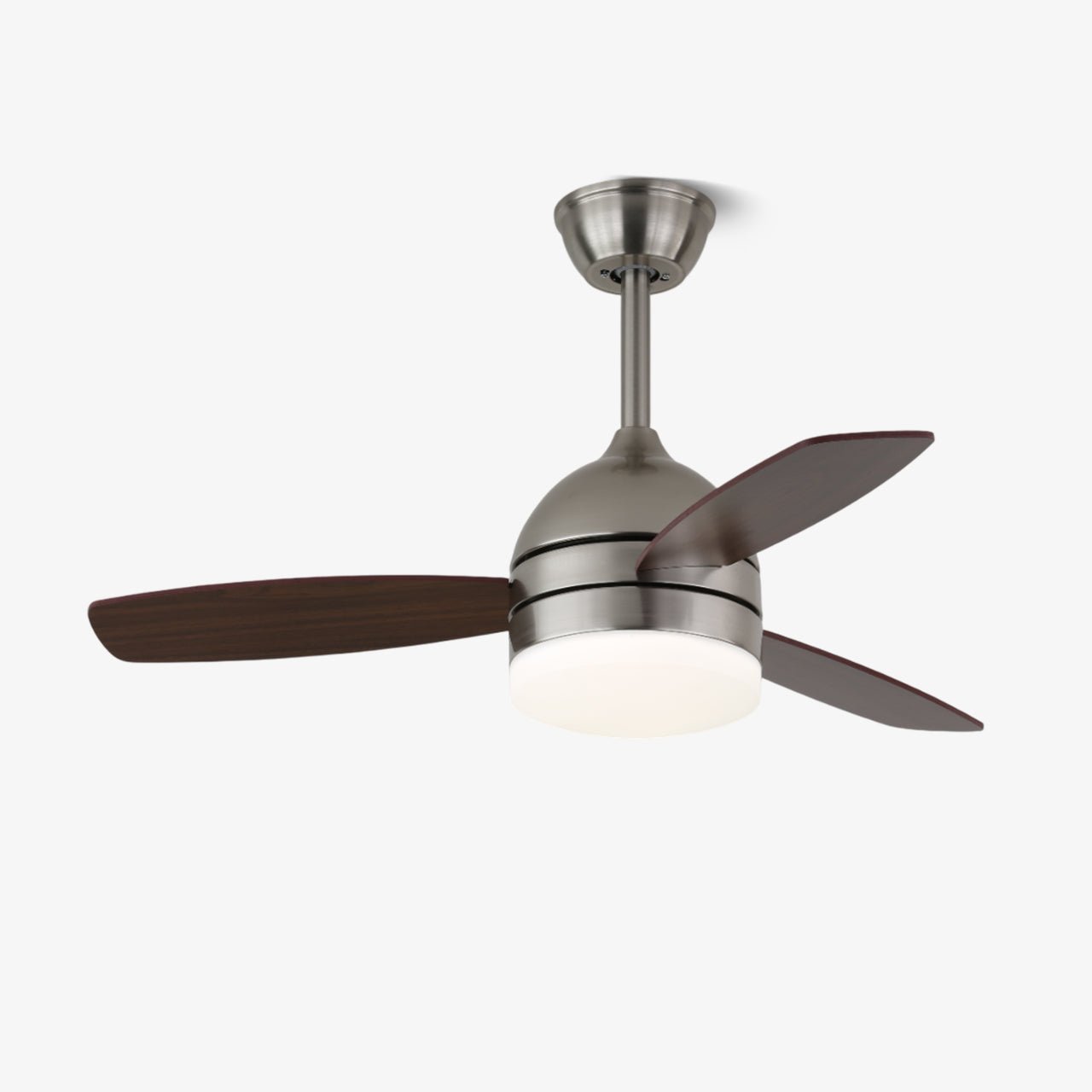 Ventilador de techo moderno Caelan con luz, aspas de madera y LED